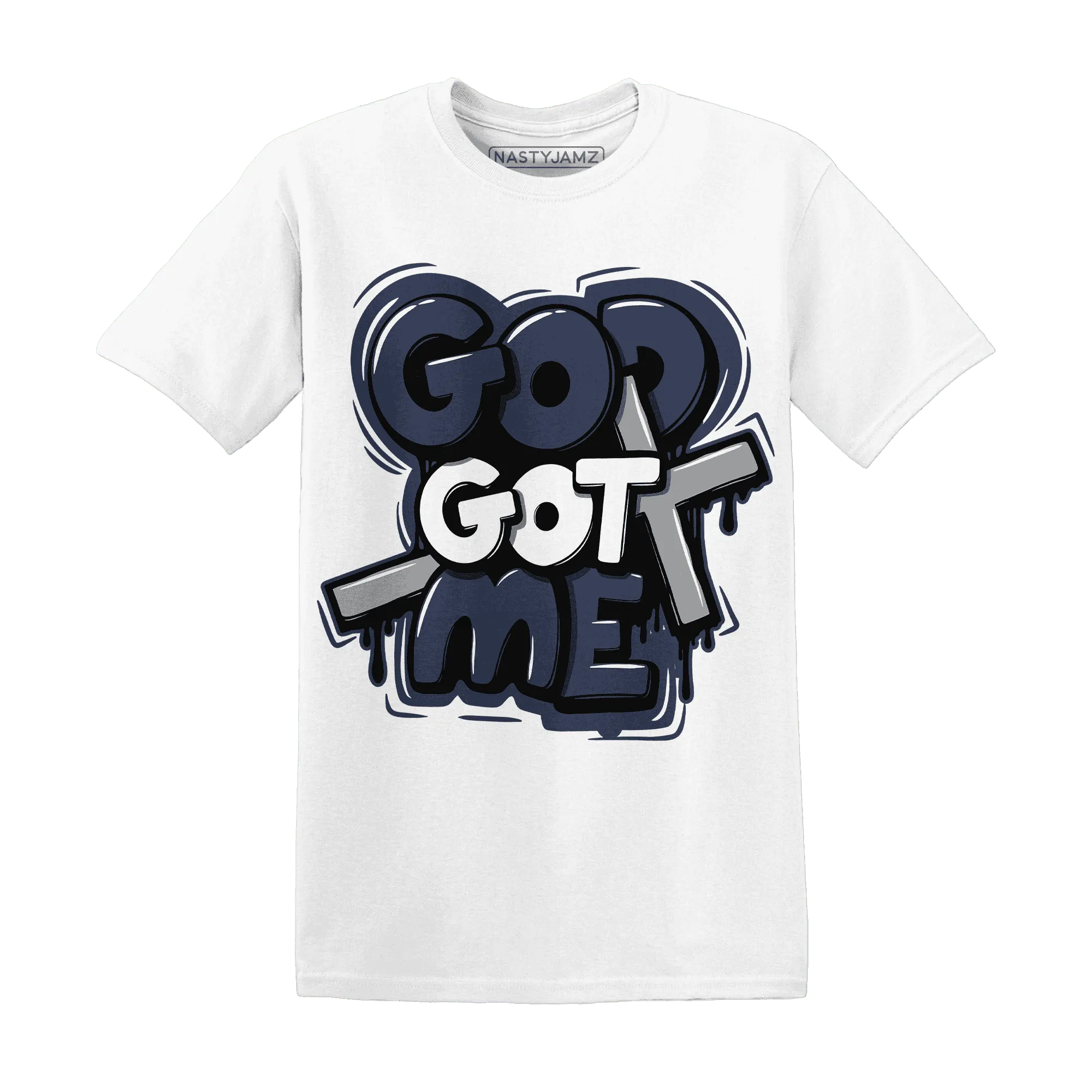 VaporMax-Plus-Midnight-Navy-White-Metallic-Silver-T-Shirt-Match-God-Got-Me