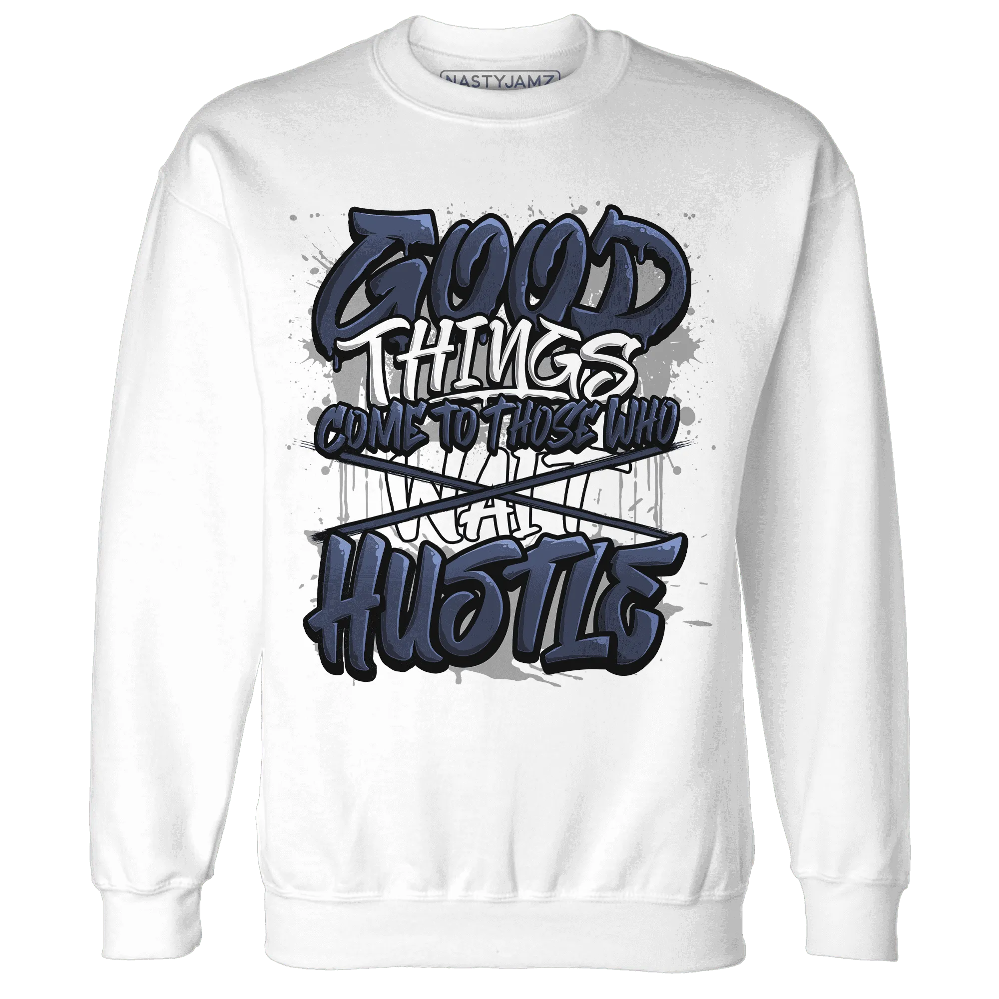 VaporMax-Plus-Midnight-Navy-White-Metallic-Silver-NastyJamz-Sweatshirt-Match-Good-Things