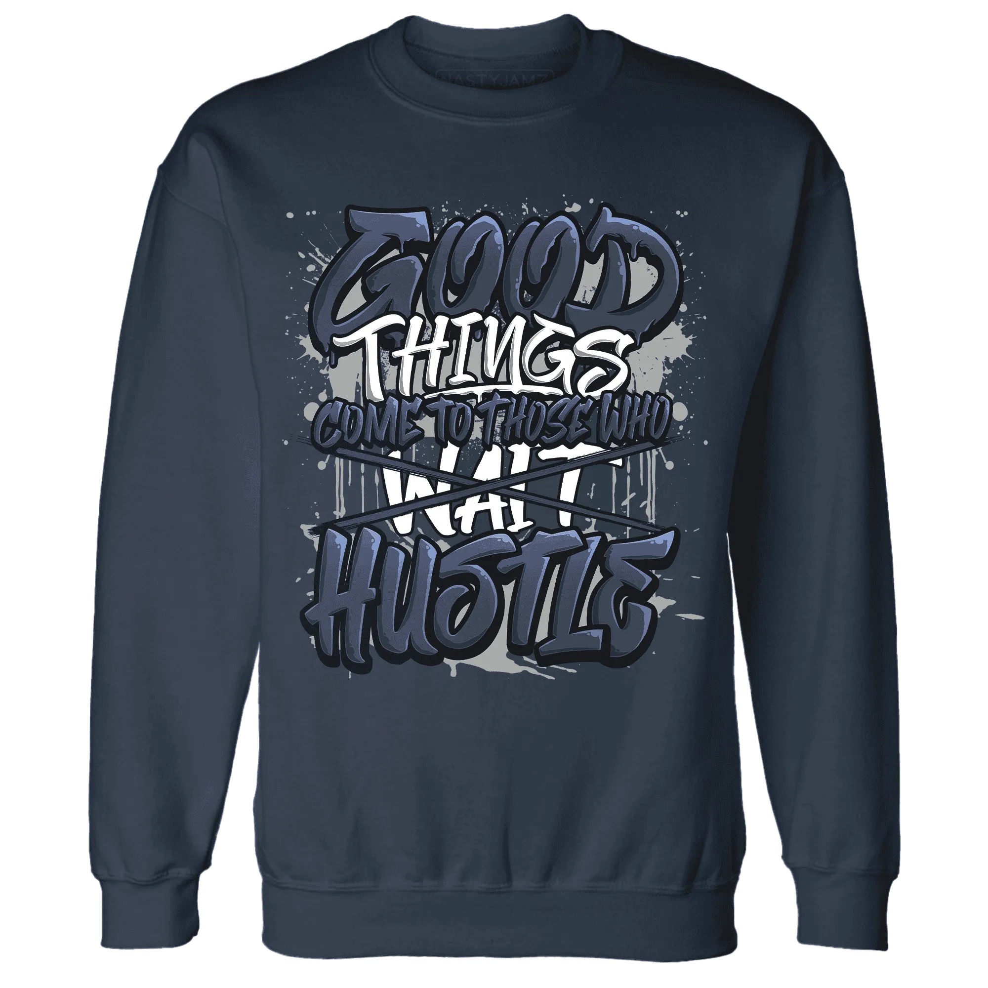 VaporMax-Plus-Midnight-Navy-White-Metallic-Silver-NastyJamz-Sweatshirt-Match-Good-Things