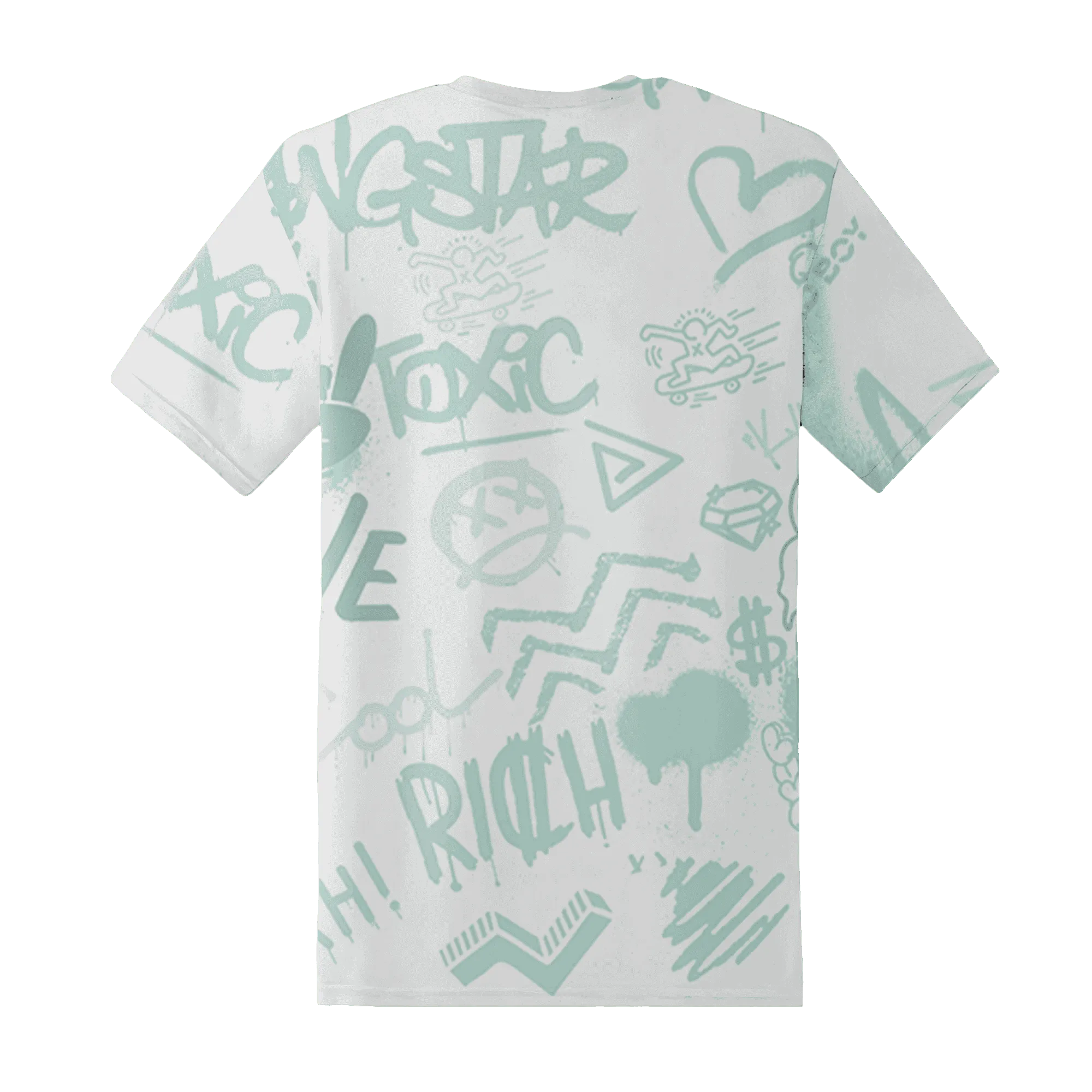 AF-1-Low-Jade-Ice-White-T-Shirt-Match-Graffiti-King-3D-Doodle-Style