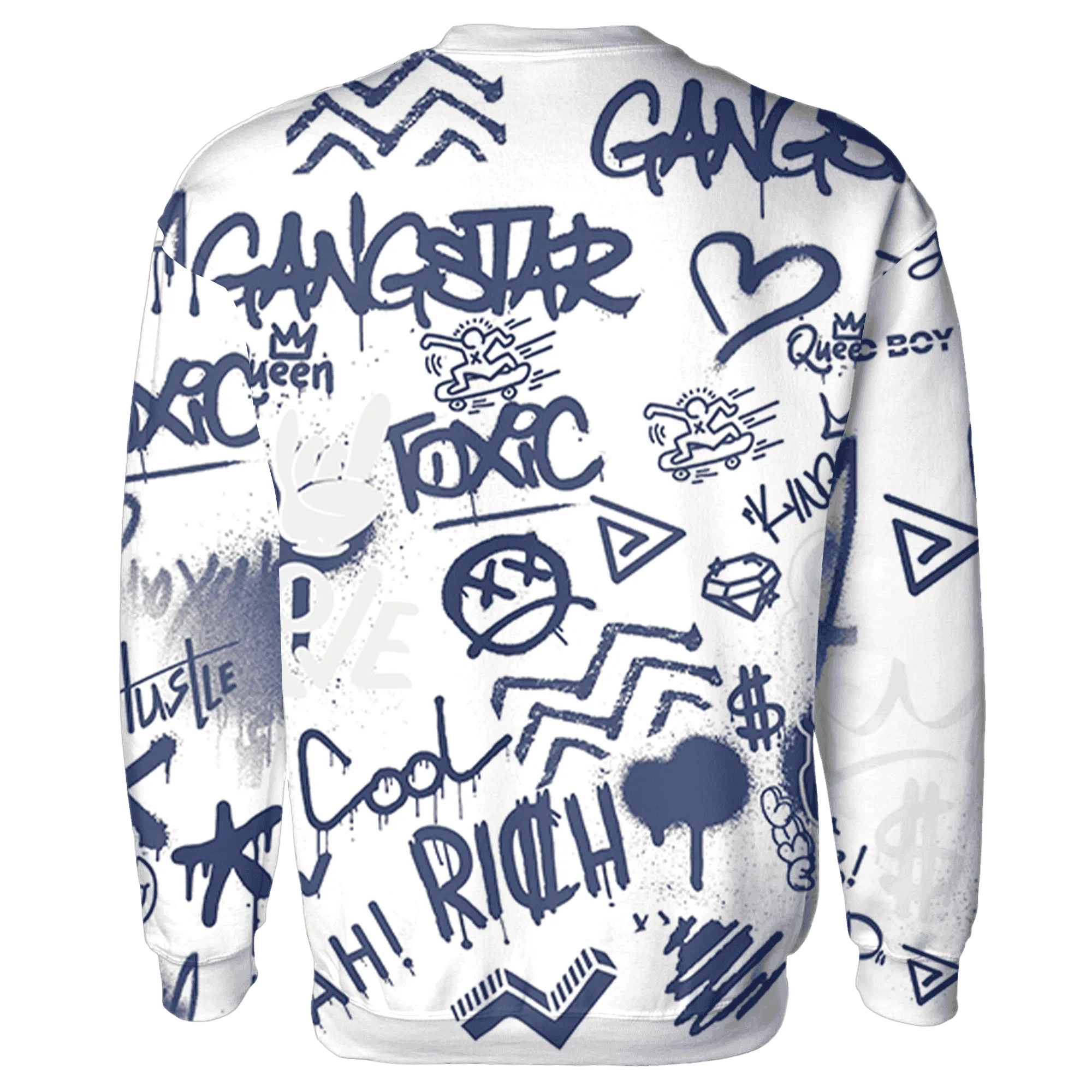 Low-Diffused-Blue-11s-Sweatshirt-Match-Graffiti-King-3D-Doodle-Style