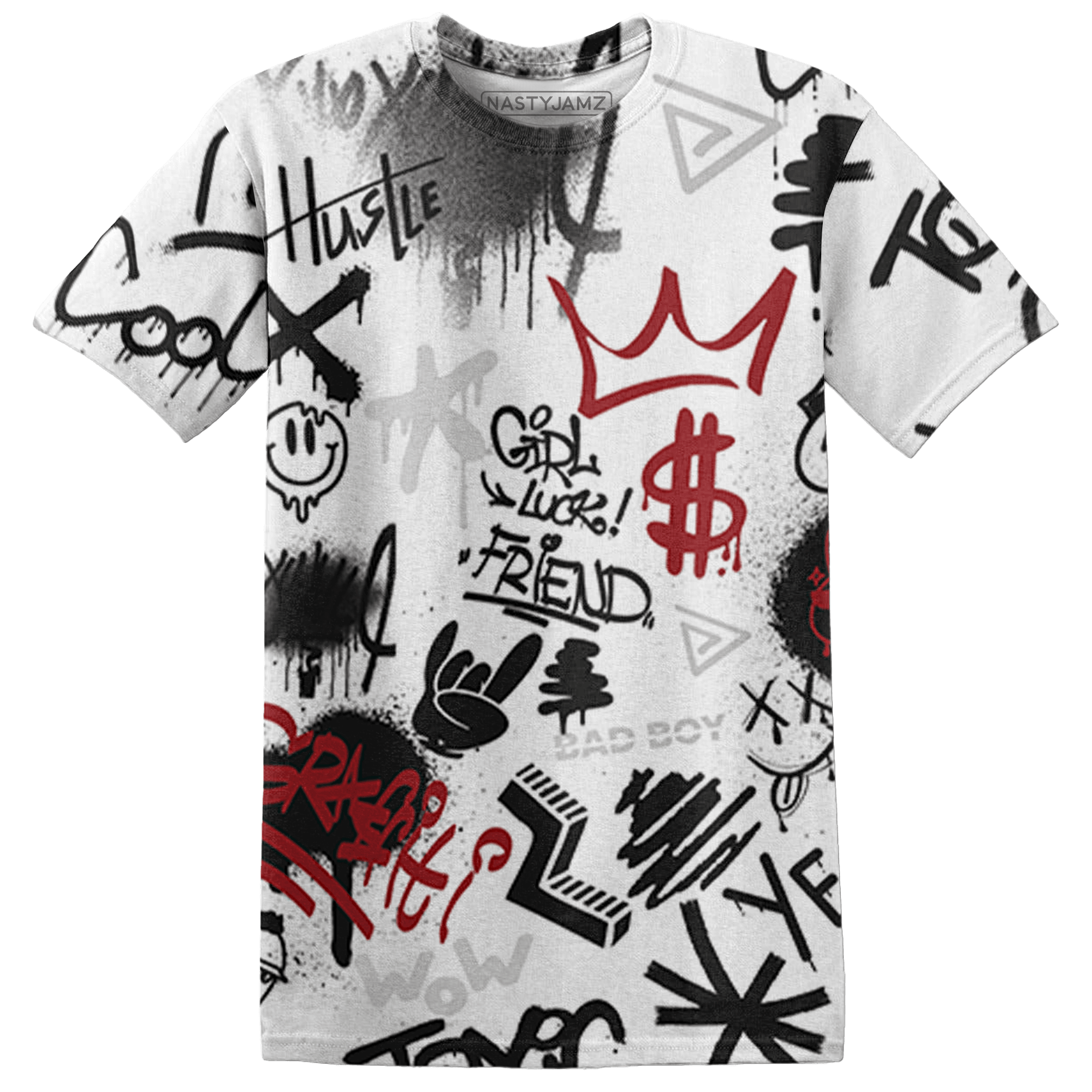 Retro Red Taxi 12s T Shirt Match Graffiti King 3D All-Over Print Doodle Style - NastyJamz