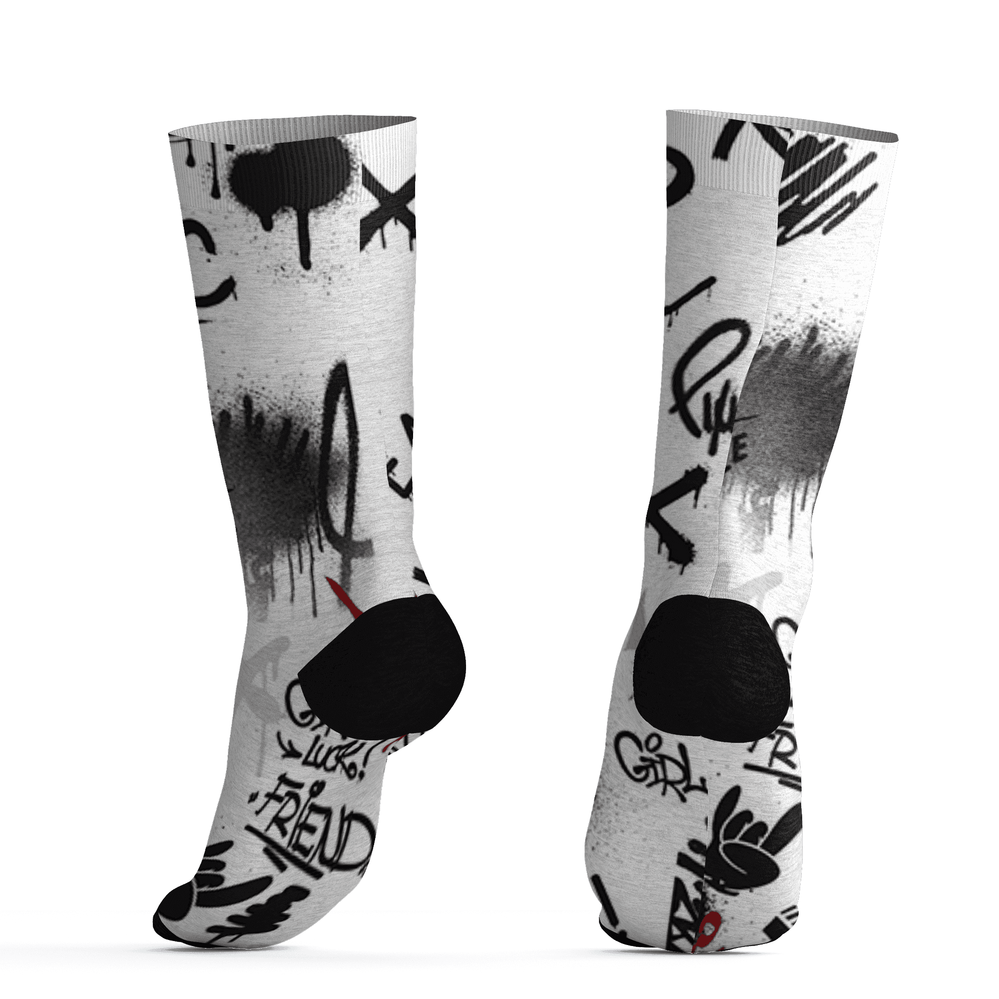 Retro Red Taxi 12s Socks Match Graffiti King 3D All-Over Print Doodle Style - NastyJamz