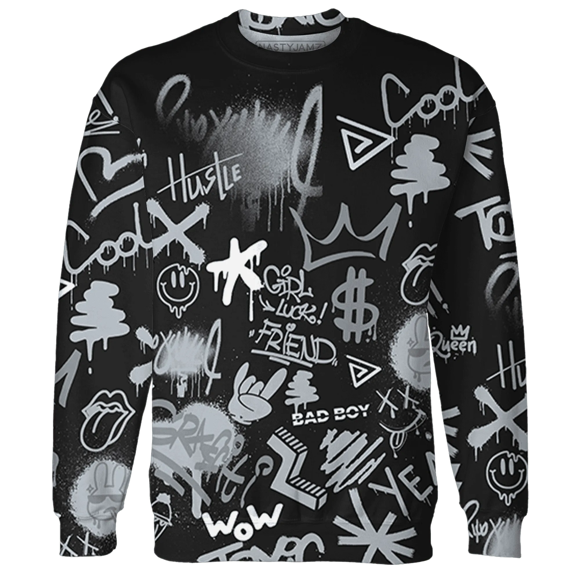 Wolf-Grey-12s-Sweatshirt-Match-Graffiti-King-3D-Doodle-Style