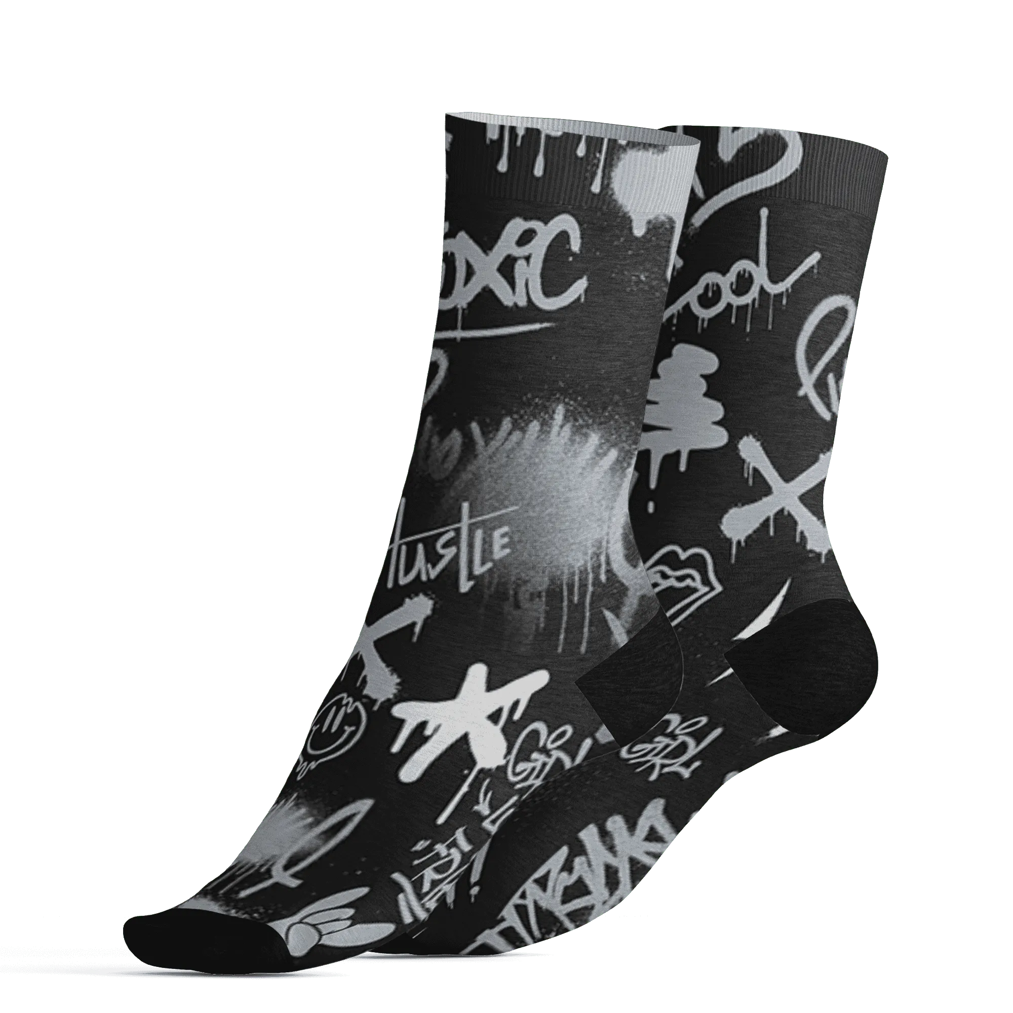 Wolf-Grey-12s-Socks-Match-Graffiti-King-3D-Doodle-Style