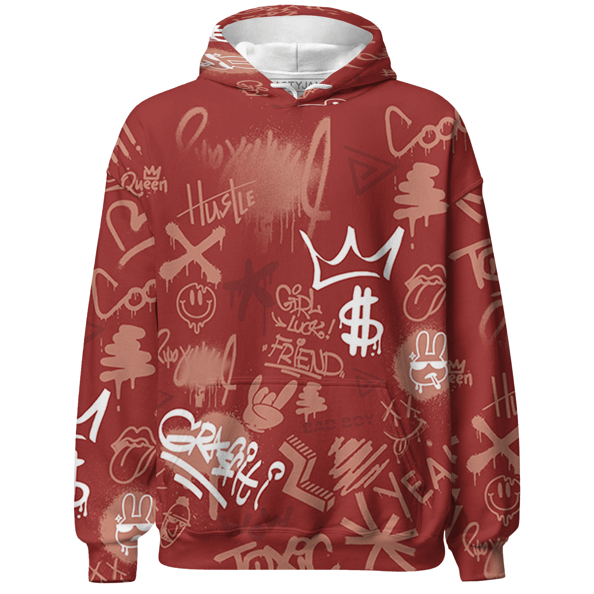 Dune Red 13s Hoodie Match Graffiti King 3D All-Over Print Doodle Style - NastyJamz