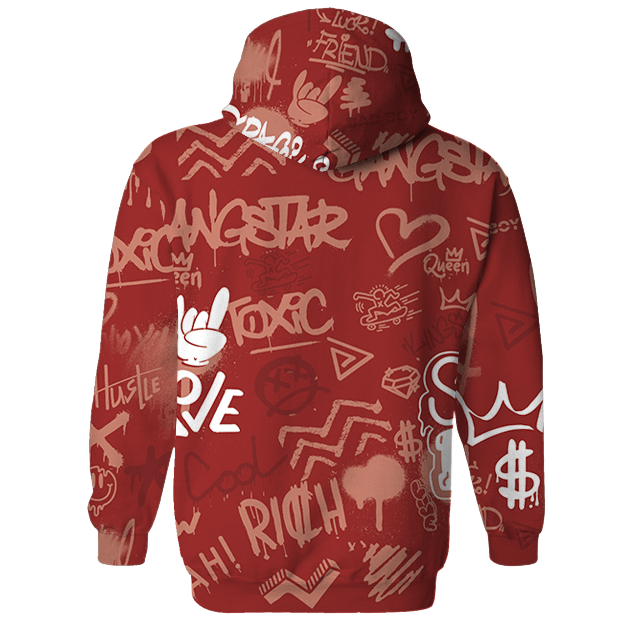 Dune Red 13s Hoodie Match Graffiti King 3D All-Over Print Doodle Style - NastyJamz