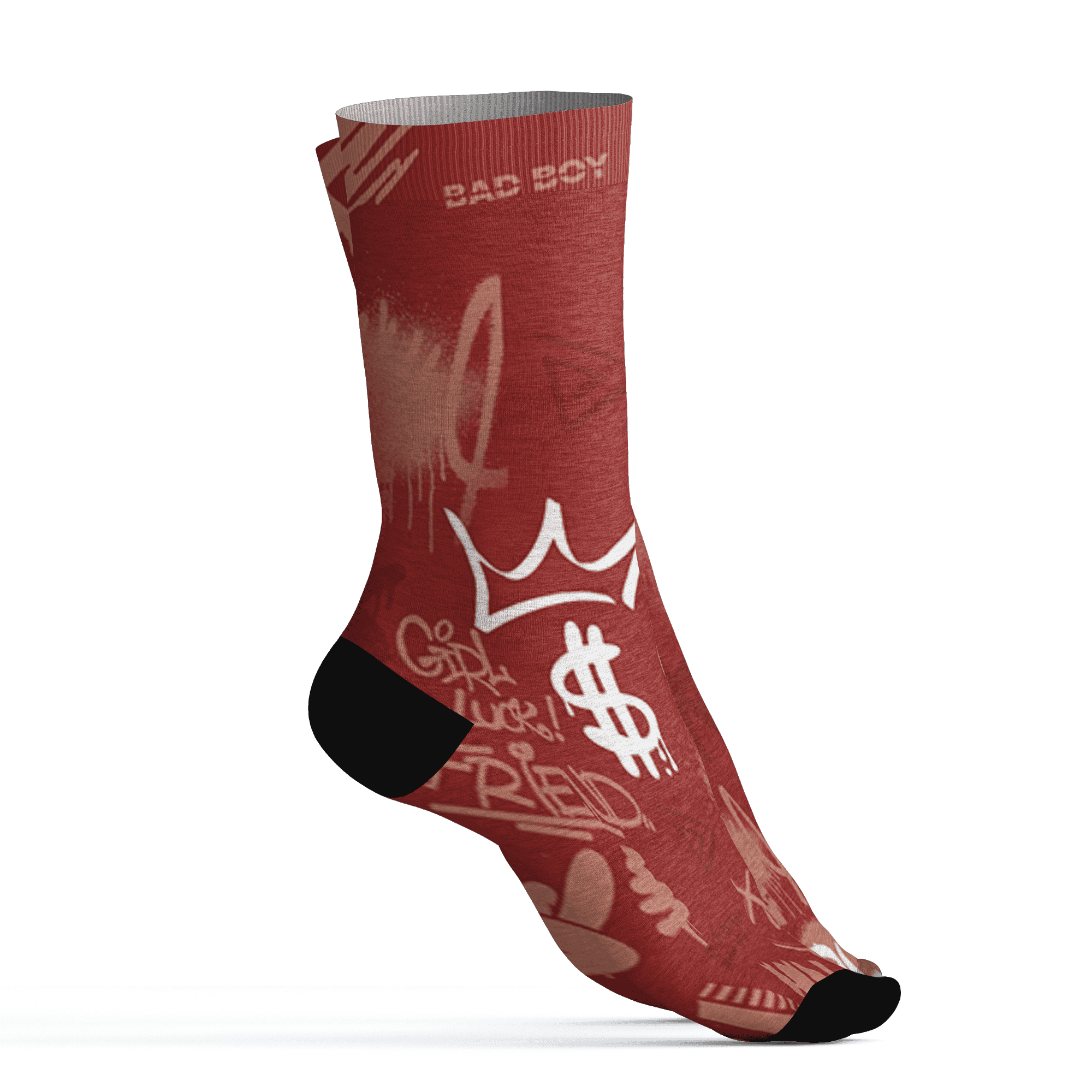 Dune Red 13s Socks Match Graffiti King 3D All-Over Print Doodle Style - NastyJamz