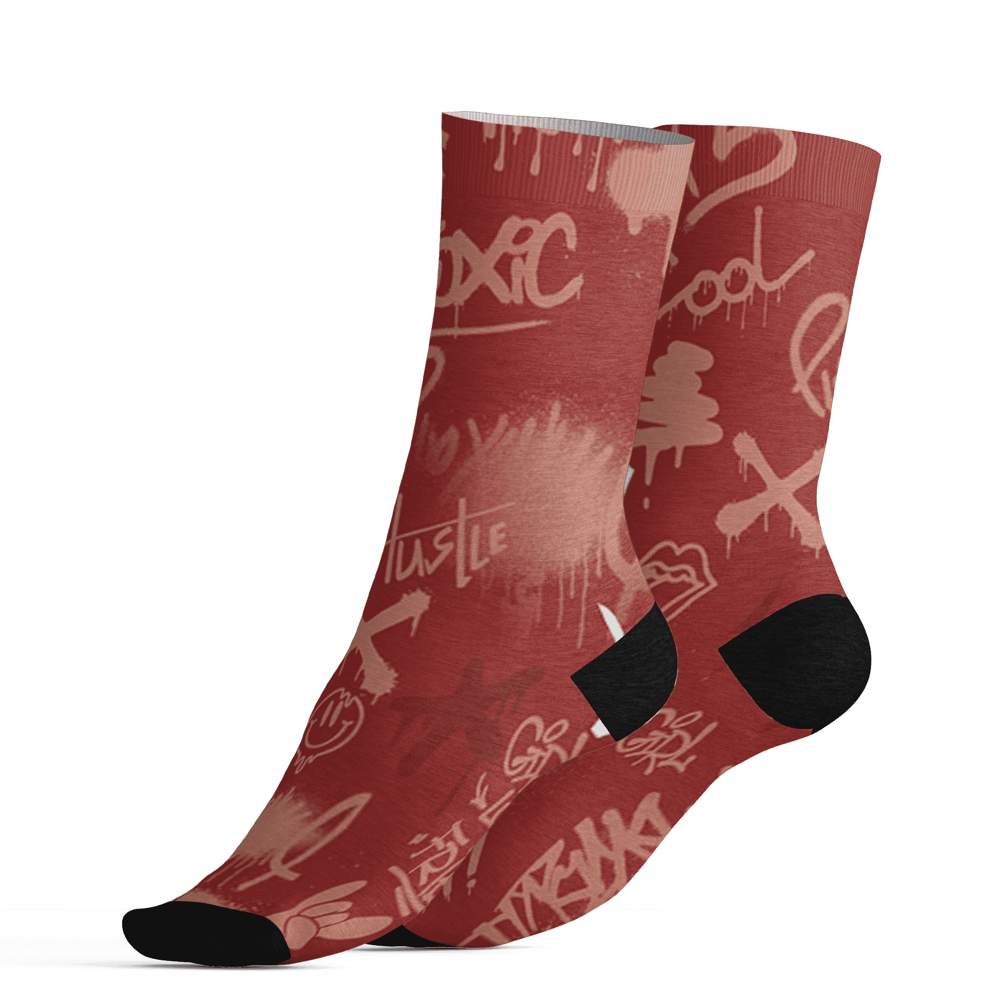 Dune Red 13s Socks Match Graffiti King 3D All-Over Print Doodle Style - NastyJamz