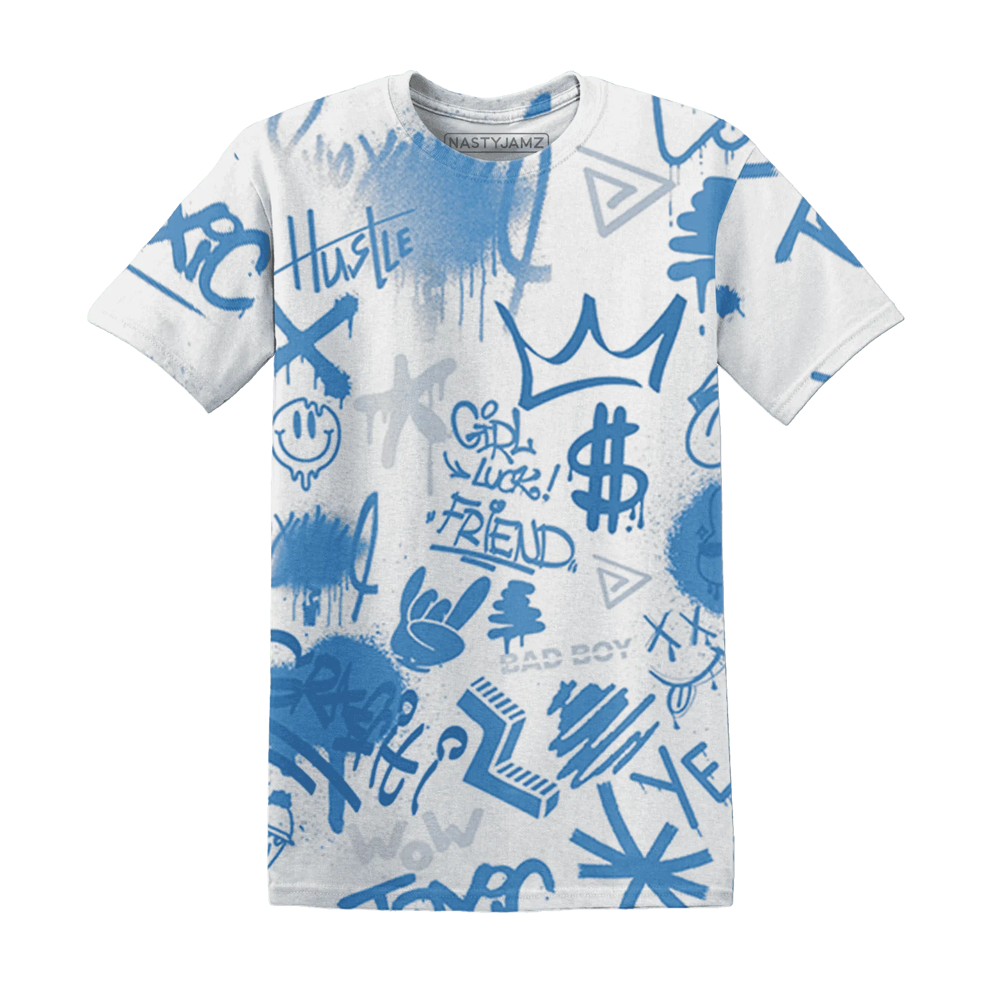 Carolina-Blue-Univercitii-17s-T-Shirt-Match-Graffiti-King-3D-Doodle-Style