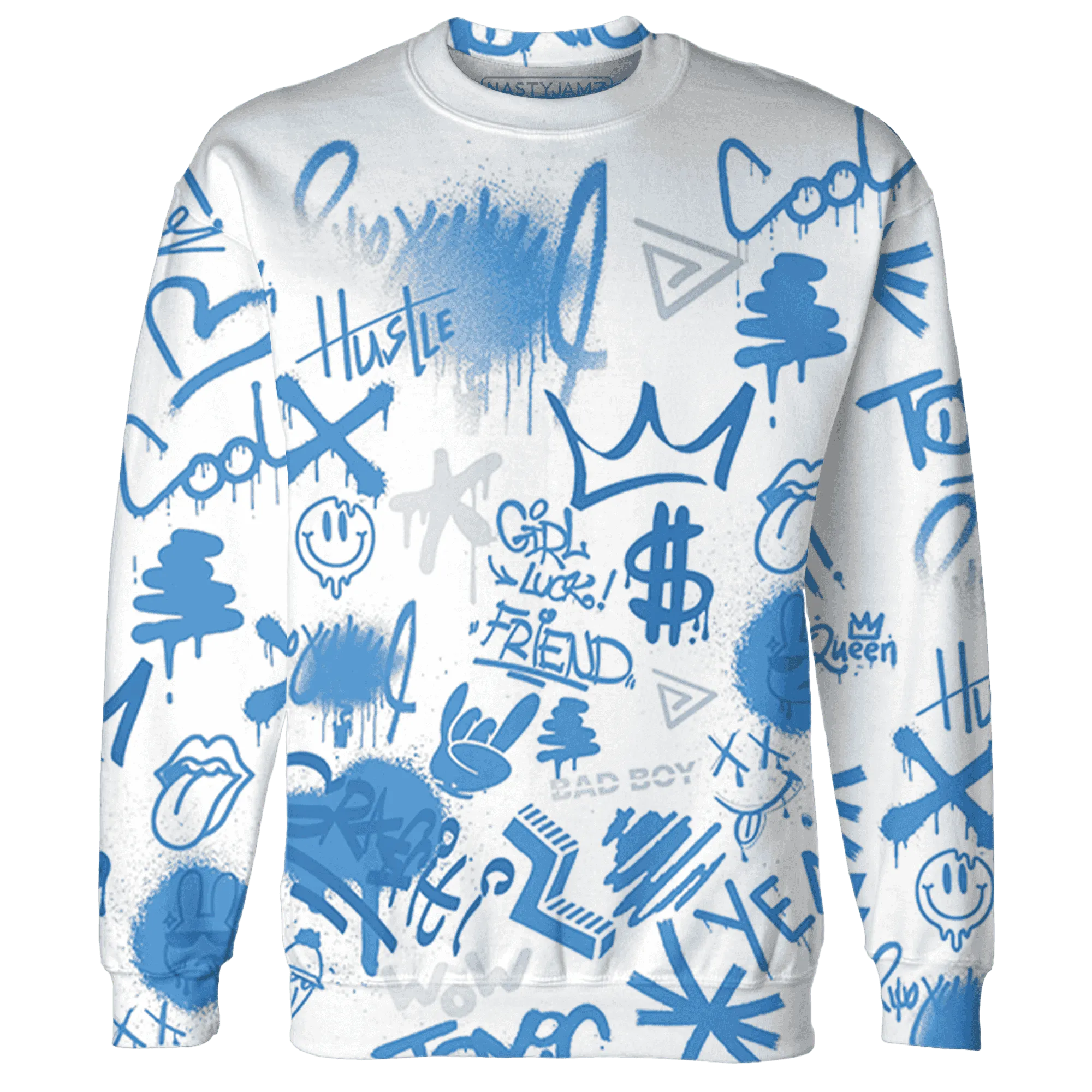 Carolina-Blue-Univercitii-17s-Sweatshirt-Match-Graffiti-King-3D-Doodle-Style