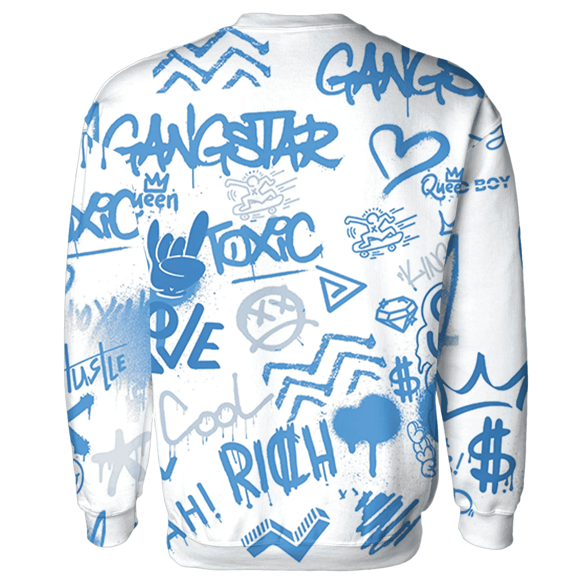 Carolina-Blue-Univercitii-17s-Sweatshirt-Match-Graffiti-King-3D-Doodle-Style