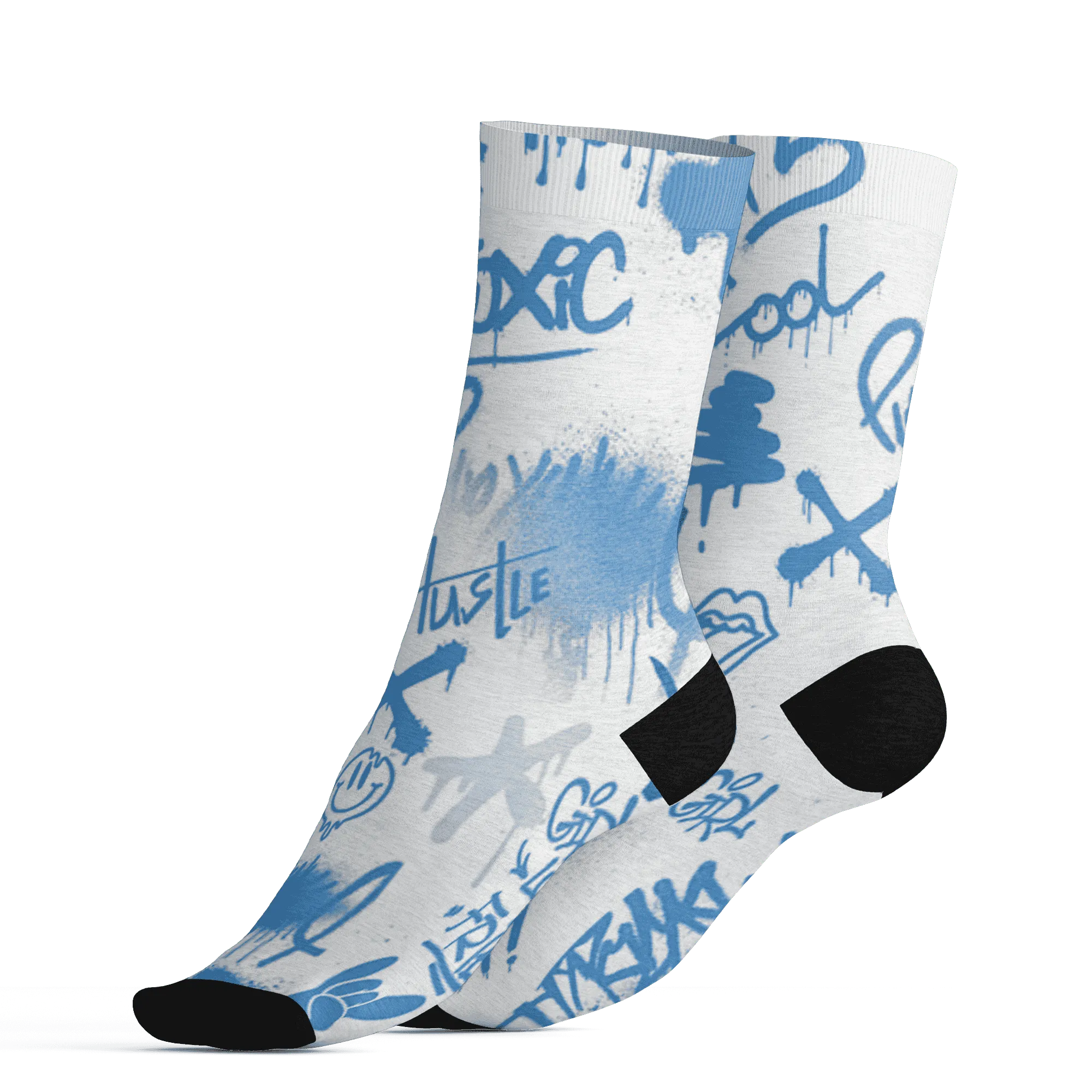 Carolina-Blue-Univercitii-17s-Socks-Match-Graffiti-King-3D-Doodle-Style