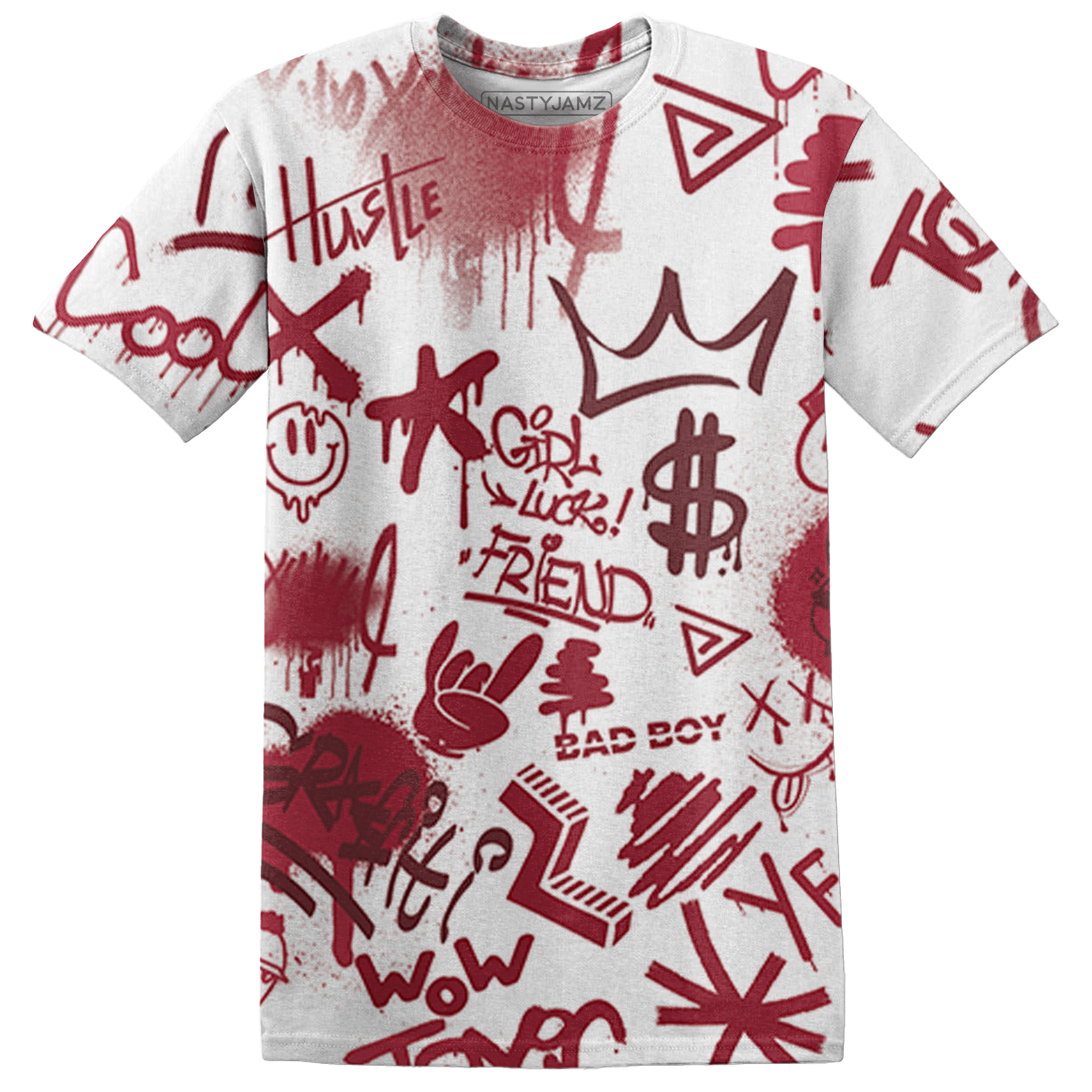 High 85 Metallic Burgundy 1s T Shirt Match Graffiti King 3D All-Over Print Doodle Style - NastyJamz