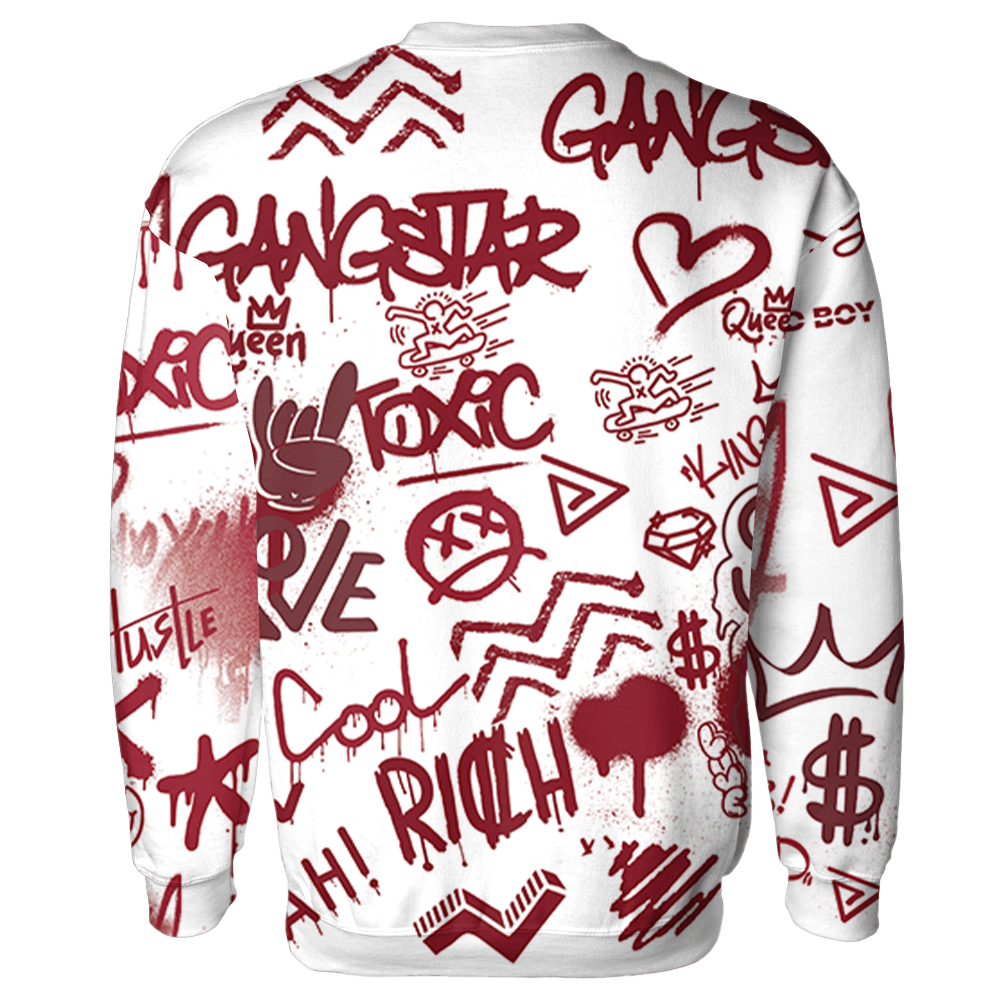 High 85 Metallic Burgundy 1s Sweatshirt Match Graffiti King 3D All-Over Print Doodle Style - NastyJamz