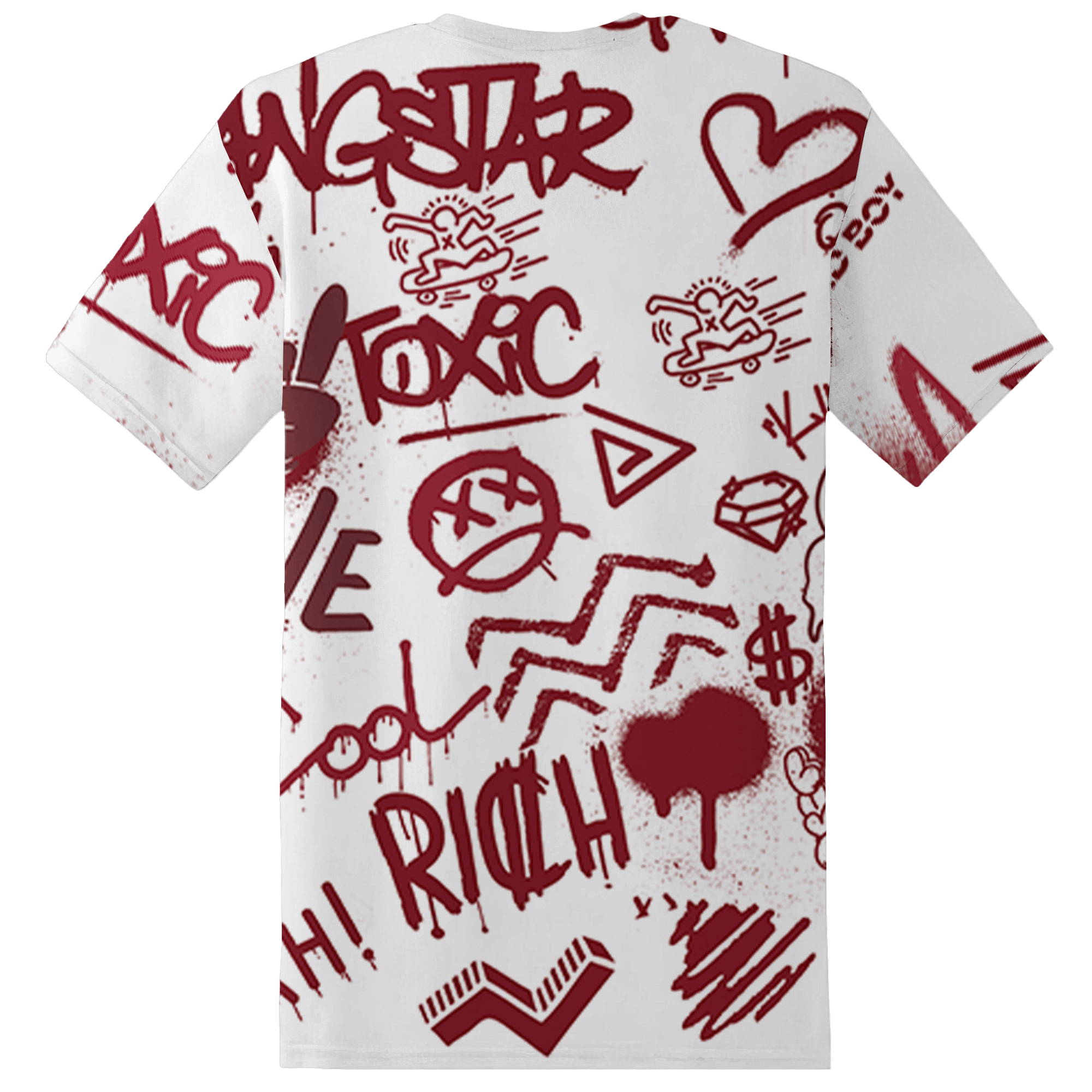 High 85 Metallic Burgundy 1s T Shirt Match Graffiti King 3D All-Over Print Doodle Style - NastyJamz