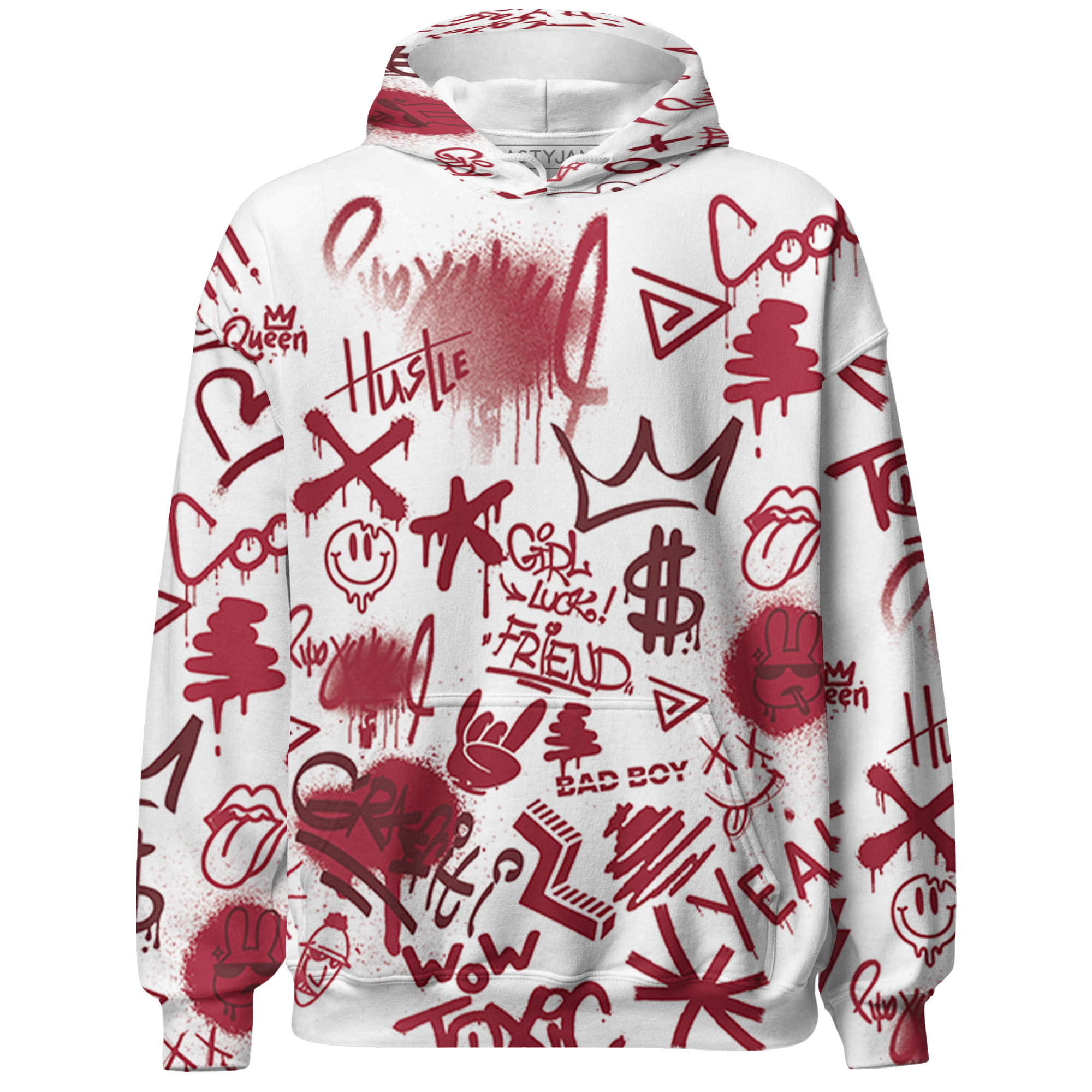 High 85 Metallic Burgundy 1s Hoodie Match Graffiti King 3D All-Over Print Doodle Style - NastyJamz