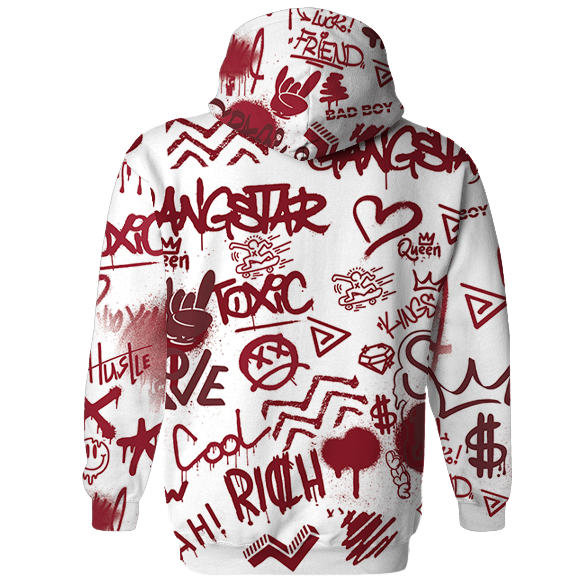 High 85 Metallic Burgundy 1s Hoodie Match Graffiti King 3D All-Over Print Doodle Style - NastyJamz
