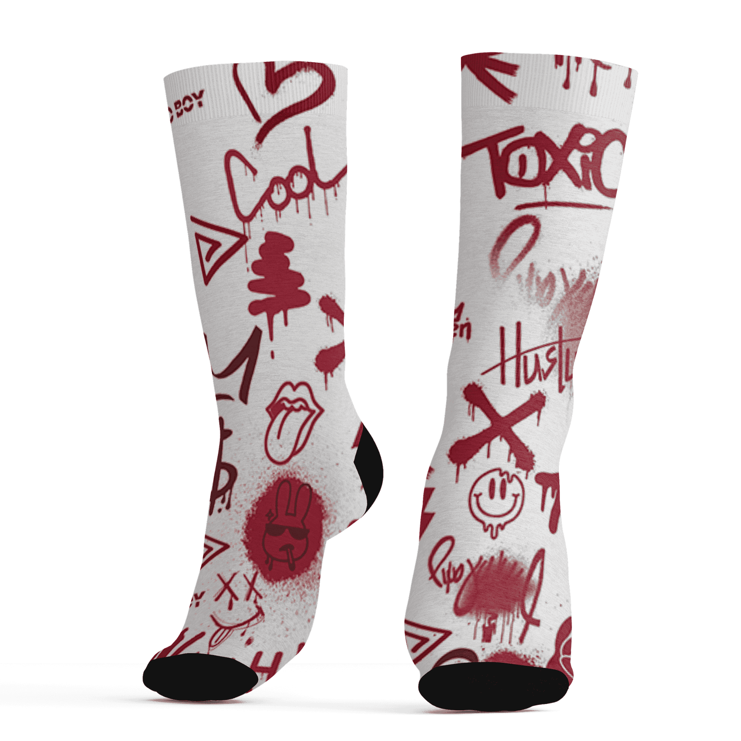 High 85 Metallic Burgundy 1s Socks Match Graffiti King 3D All-Over Print Doodle Style - NastyJamz