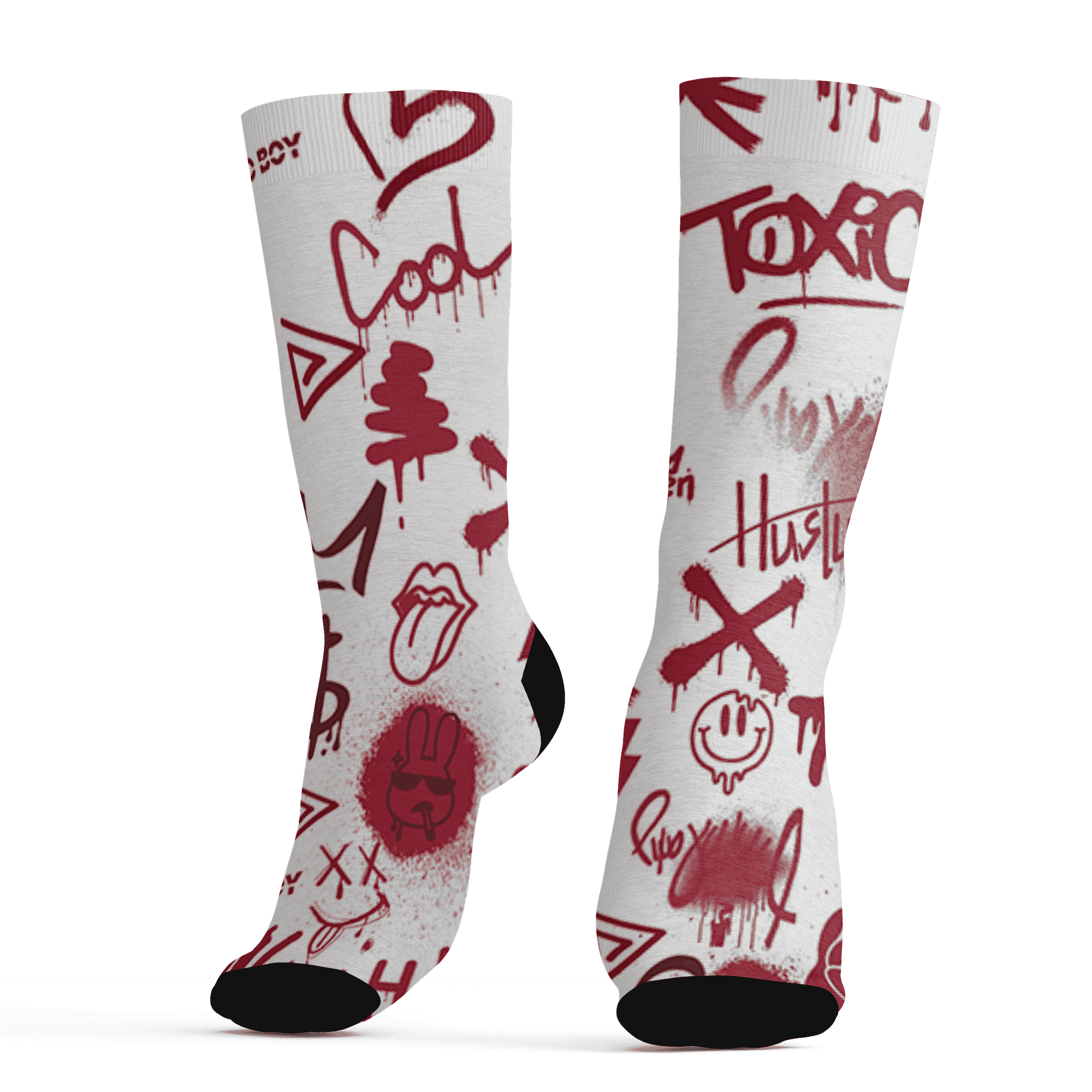 High 85 Metallic Burgundy 1s Socks Match Graffiti King 3D All-Over Print Doodle Style - NastyJamz