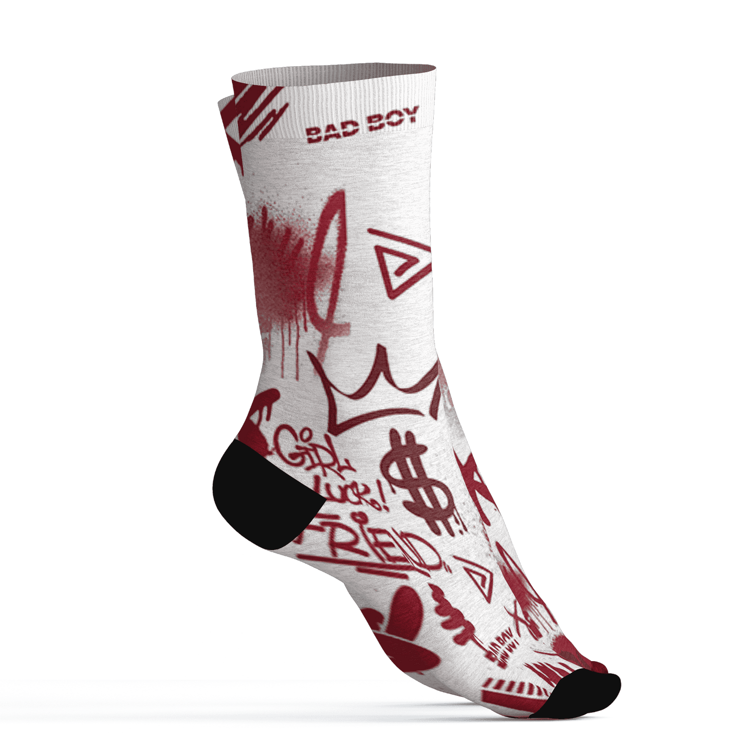 High 85 Metallic Burgundy 1s Socks Match Graffiti King 3D All-Over Print Doodle Style - NastyJamz