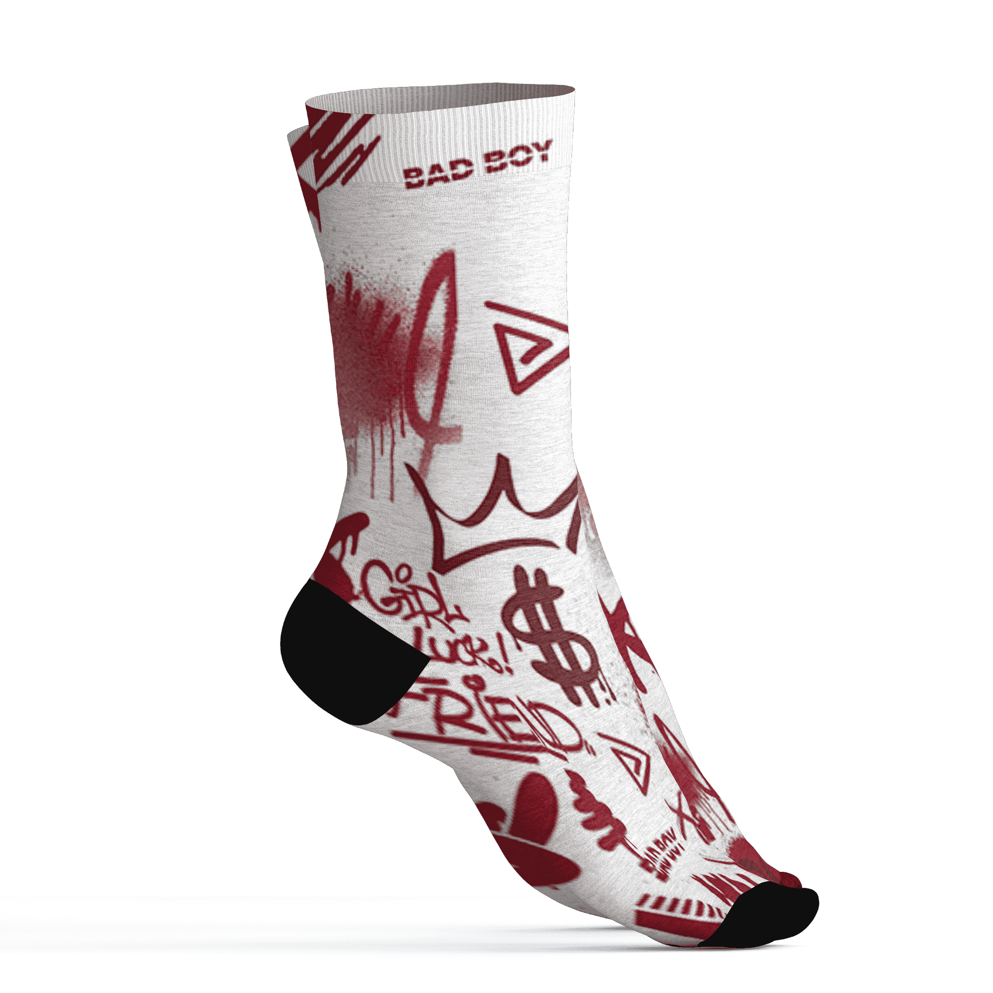 High 85 Metallic Burgundy 1s Socks Match Graffiti King 3D All-Over Print Doodle Style - NastyJamz
