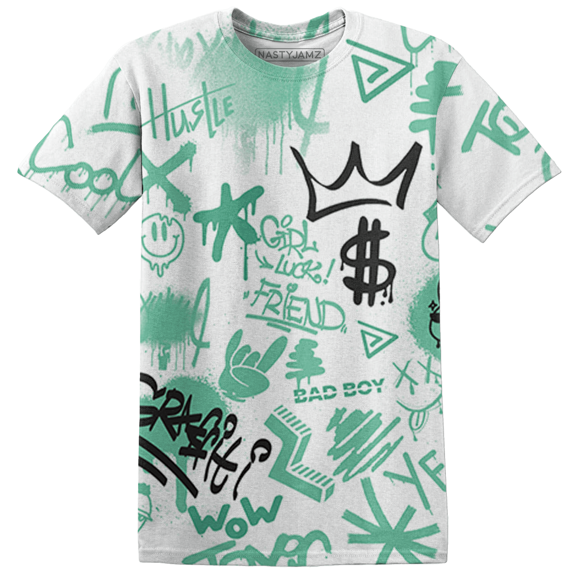 High OG Green Glow 1s T Shirt Match Graffiti King 3D All-Over Print Doodle Style - NastyJamz