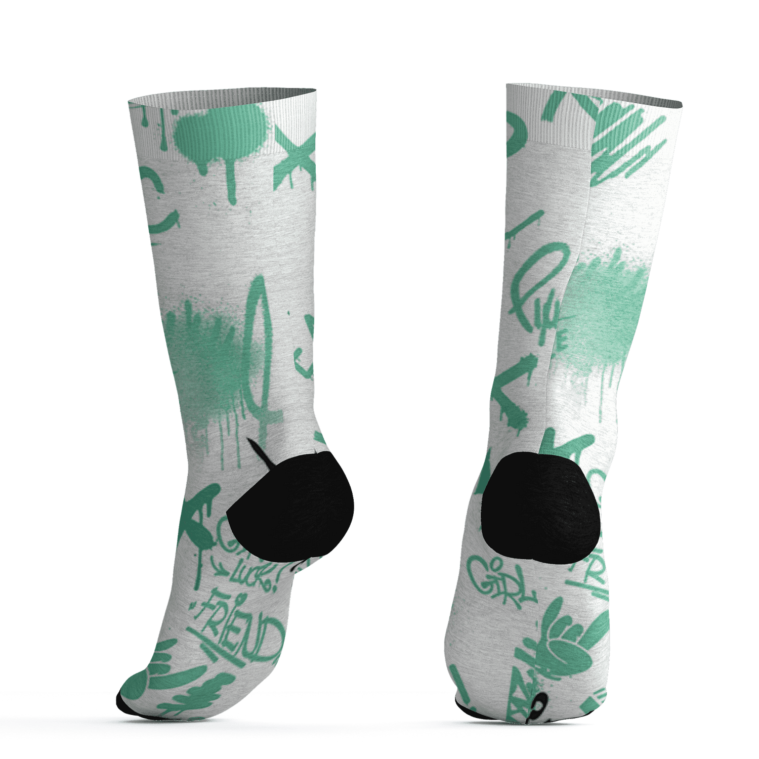 High OG Green Glow 1s Socks Match Graffiti King 3D All-Over Print Doodle Style - NastyJamz