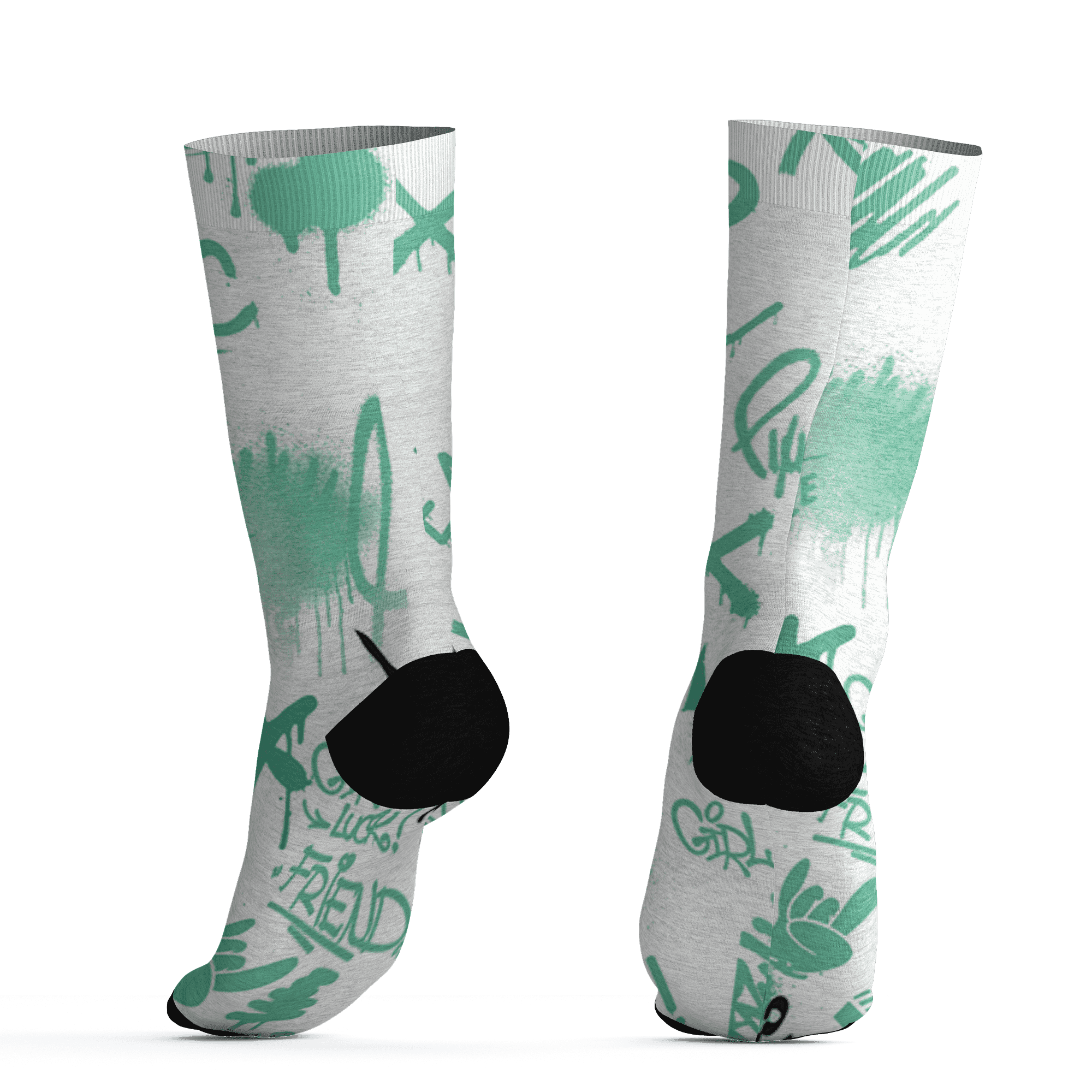 High OG Green Glow 1s Socks Match Graffiti King 3D All-Over Print Doodle Style - NastyJamz