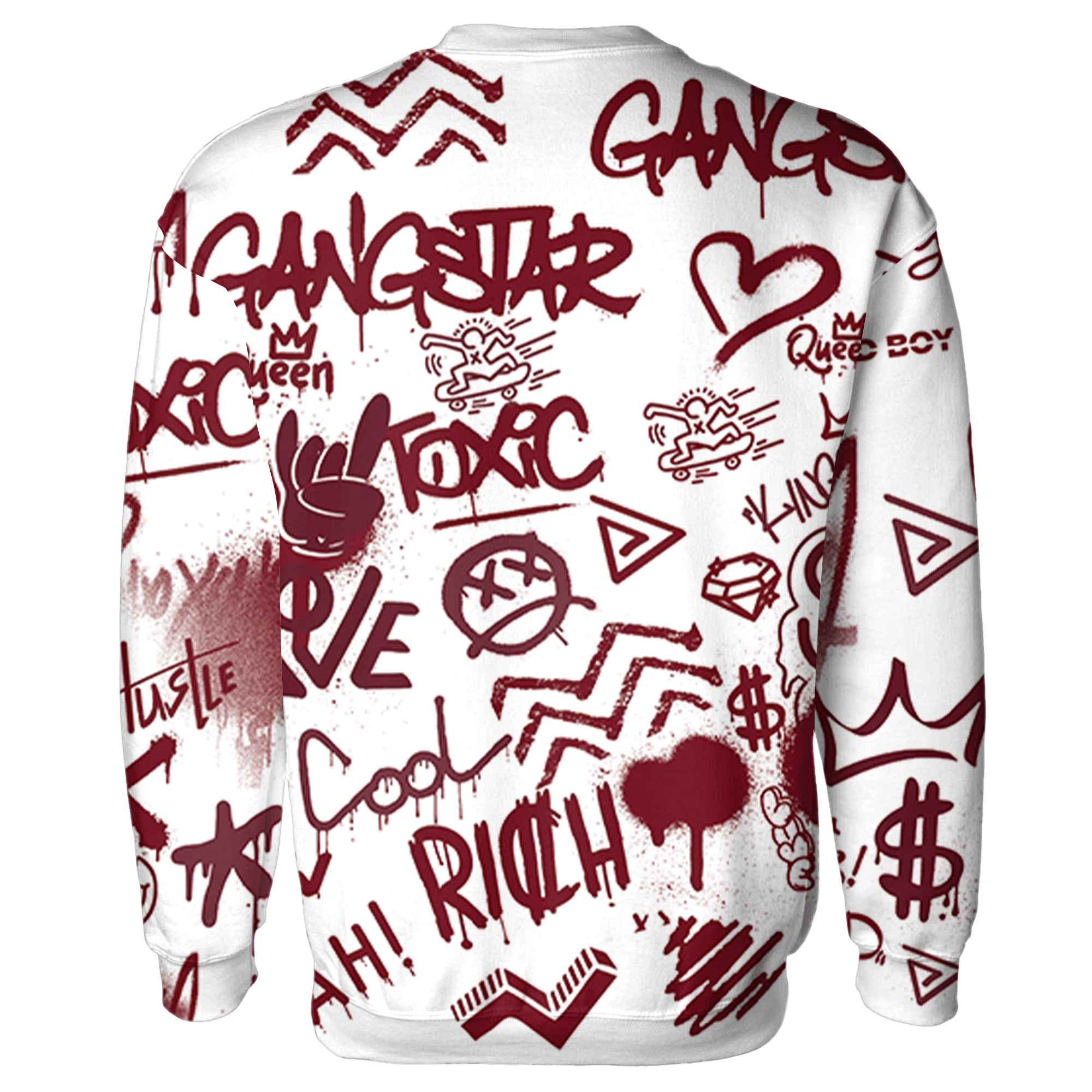 High White Team Red 1s Sweatshirt Match Graffiti King 3D All-Over Print Doodle Style - NastyJamz