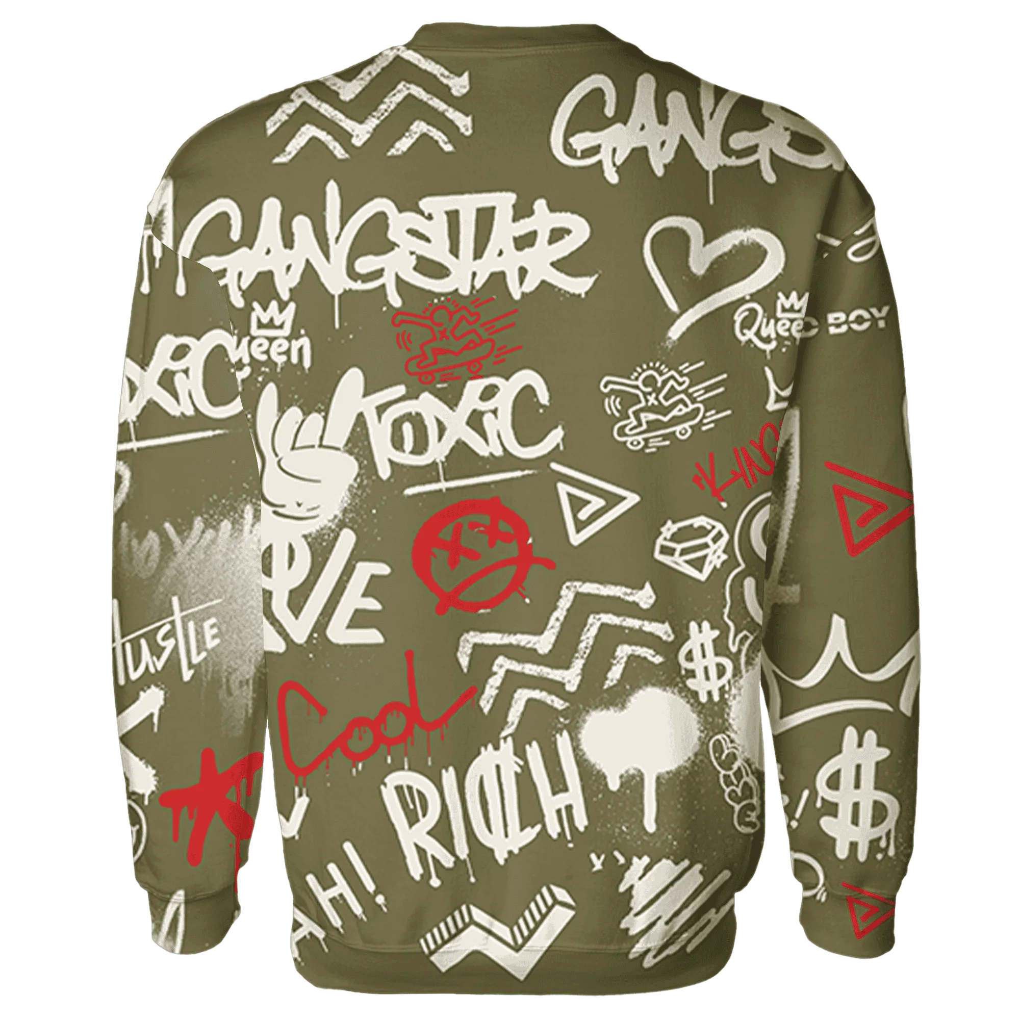 Medium-Olive-1s-Sweatshirt-Match-Graffiti-King-3D-Doodle-Style