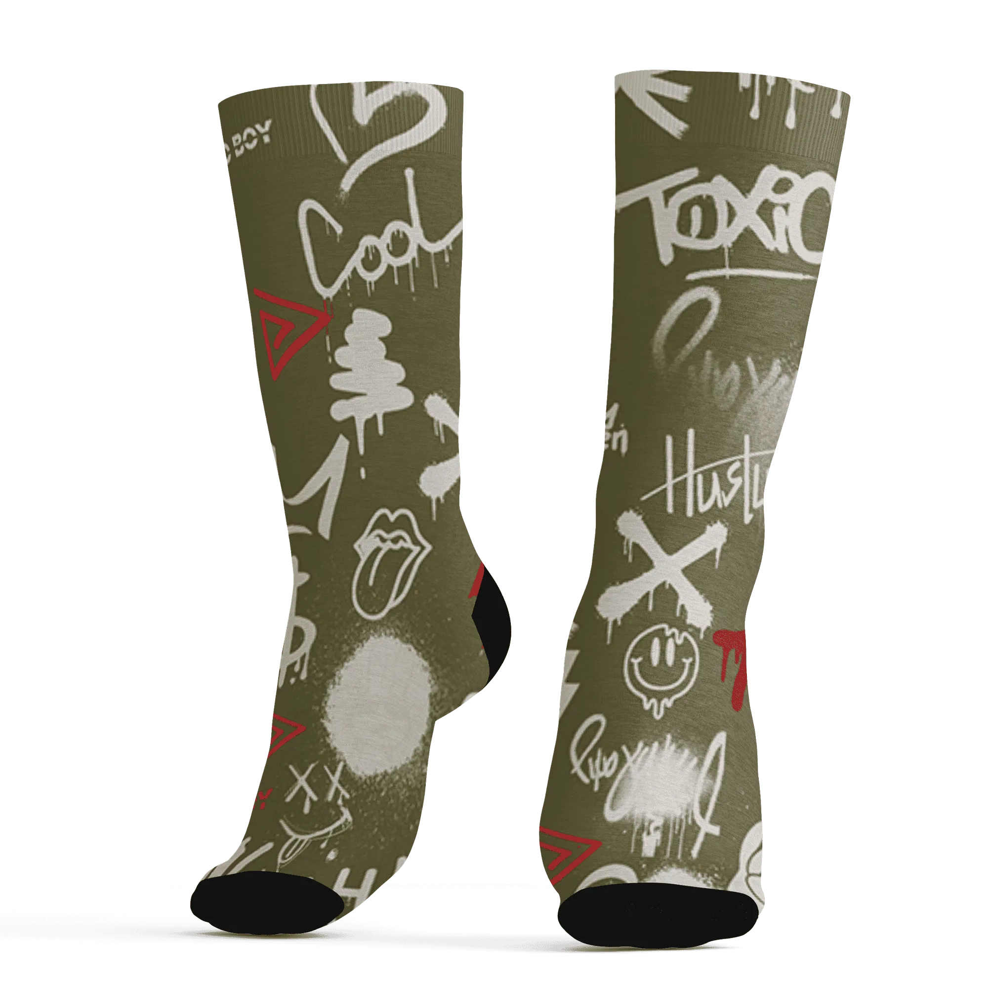 Medium-Olive-1s-Socks-Match-Graffiti-King-3D-Doodle-Style