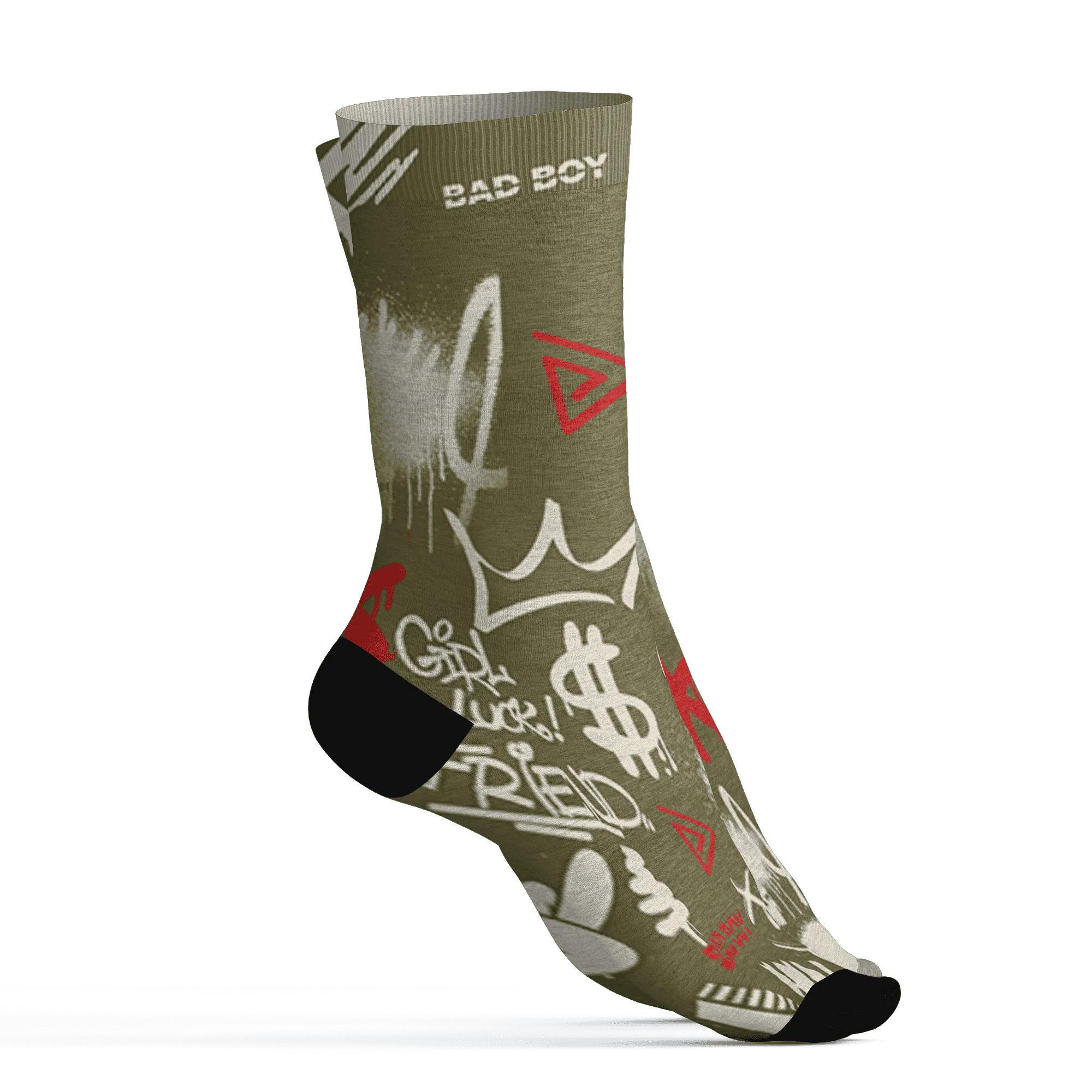 Medium-Olive-1s-Socks-Match-Graffiti-King-3D-Doodle-Style