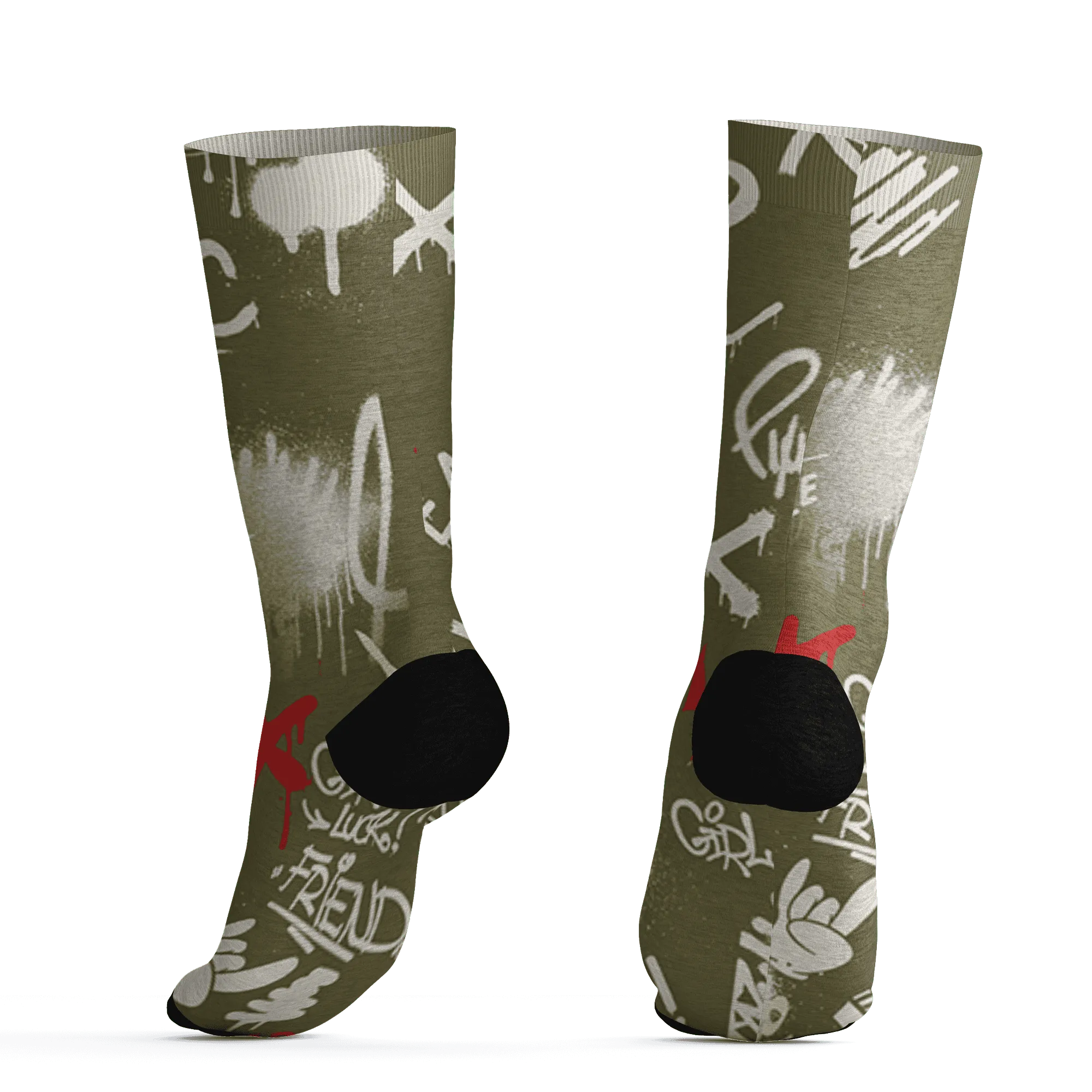 Medium-Olive-1s-Socks-Match-Graffiti-King-3D-Doodle-Style