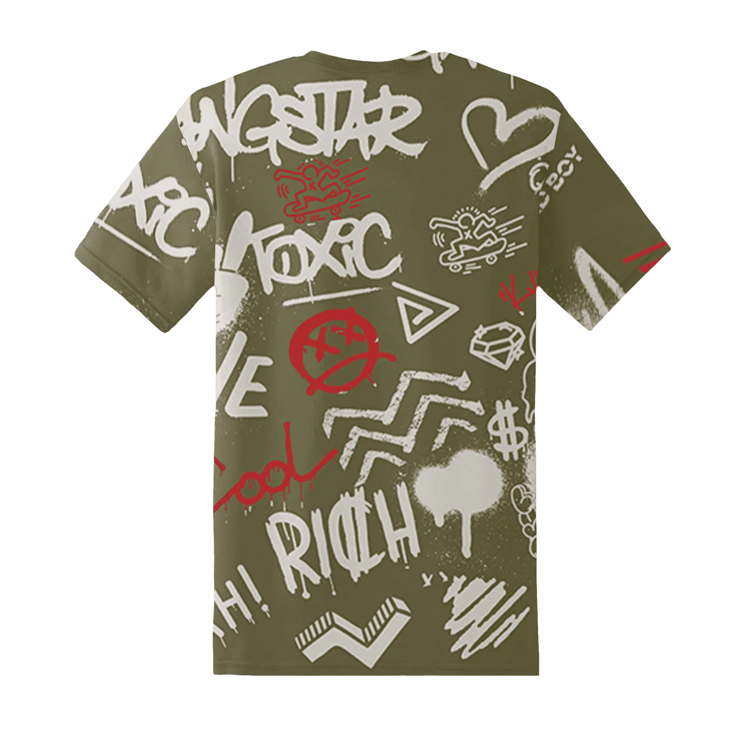 Medium-Olive-1s-T-Shirt-Match-Graffiti-King-3D-Doodle-Style