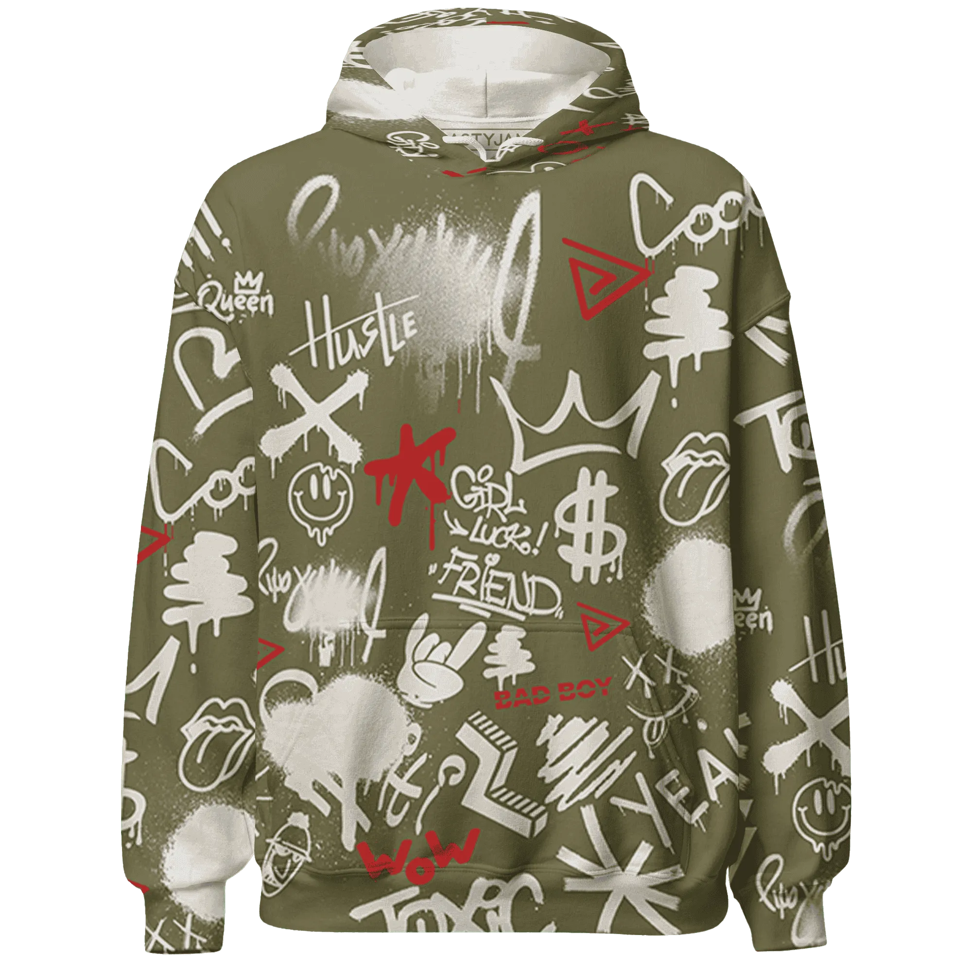 Medium-Olive-1s-Hoodie-Match-Graffiti-King-3D-Doodle-Style