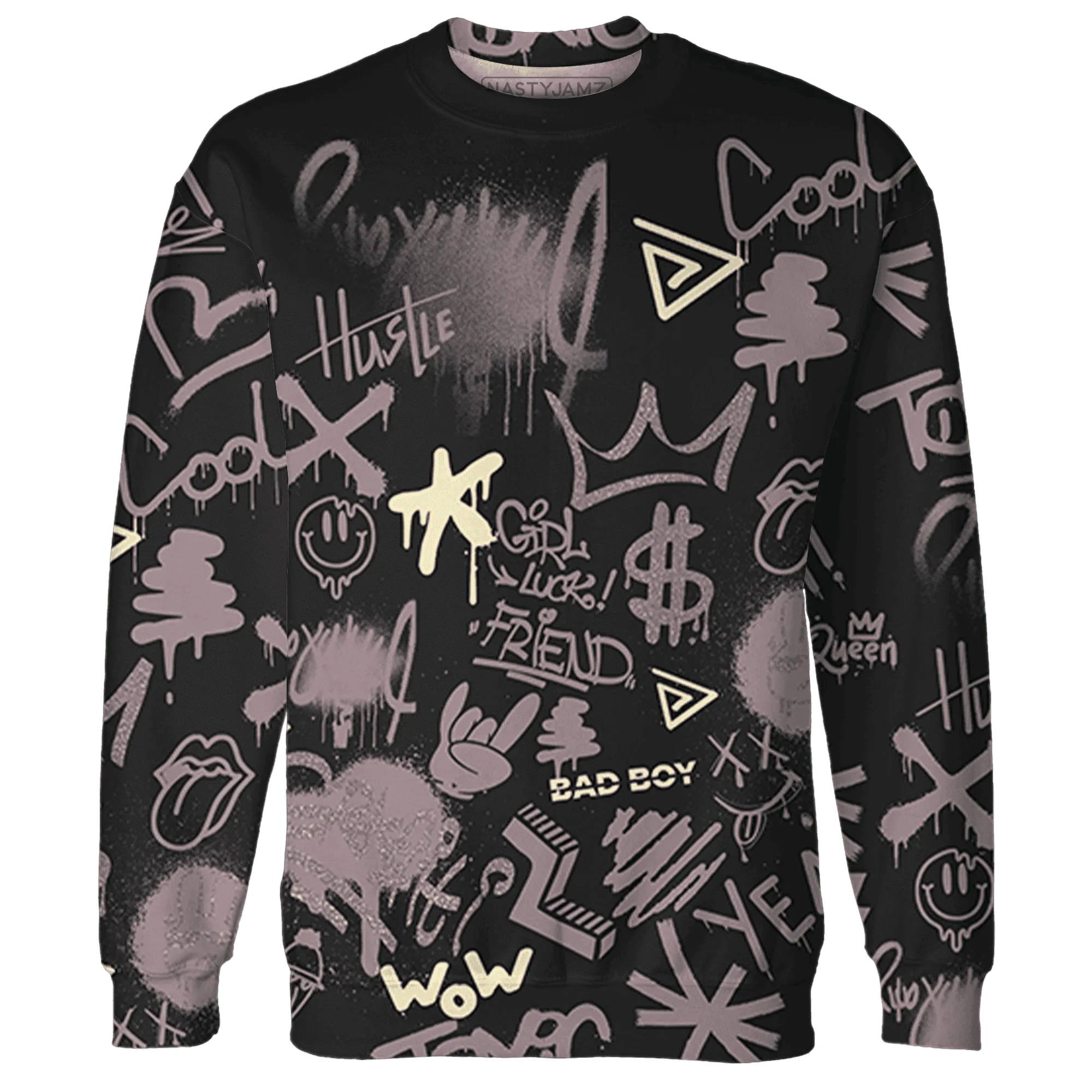 Black-Violet-Ore-3s-Sweatshirt-Match-Graffiti-King-3D-Doodle-Style