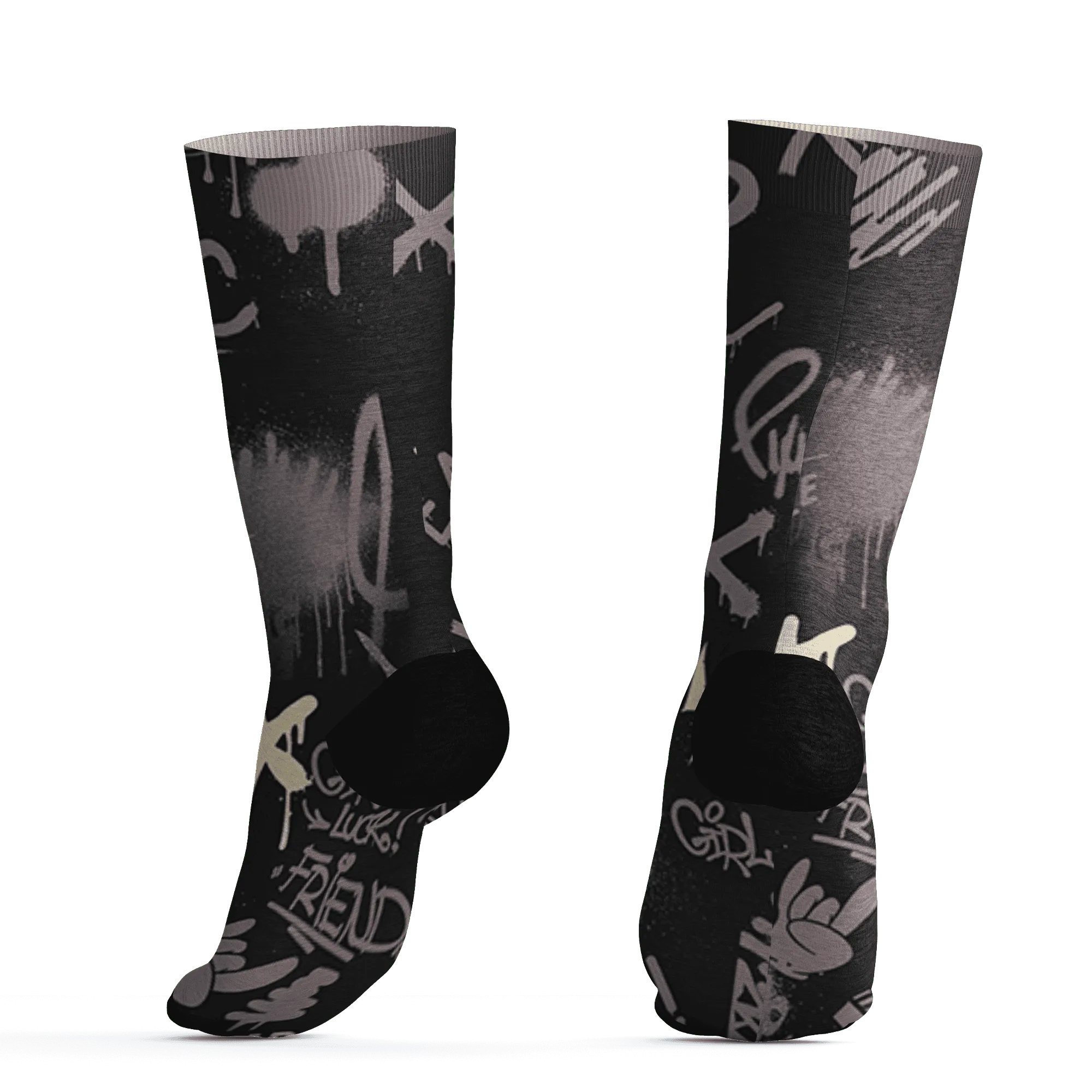 Black-Violet-Ore-3s-Socks-Match-Graffiti-King-3D-Doodle-Style