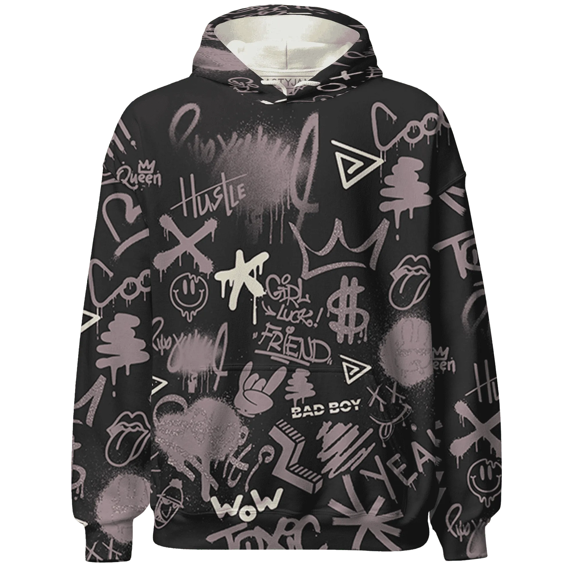 Black-Violet-Ore-3s-Hoodie-Match-Graffiti-King-3D-Doodle-Style