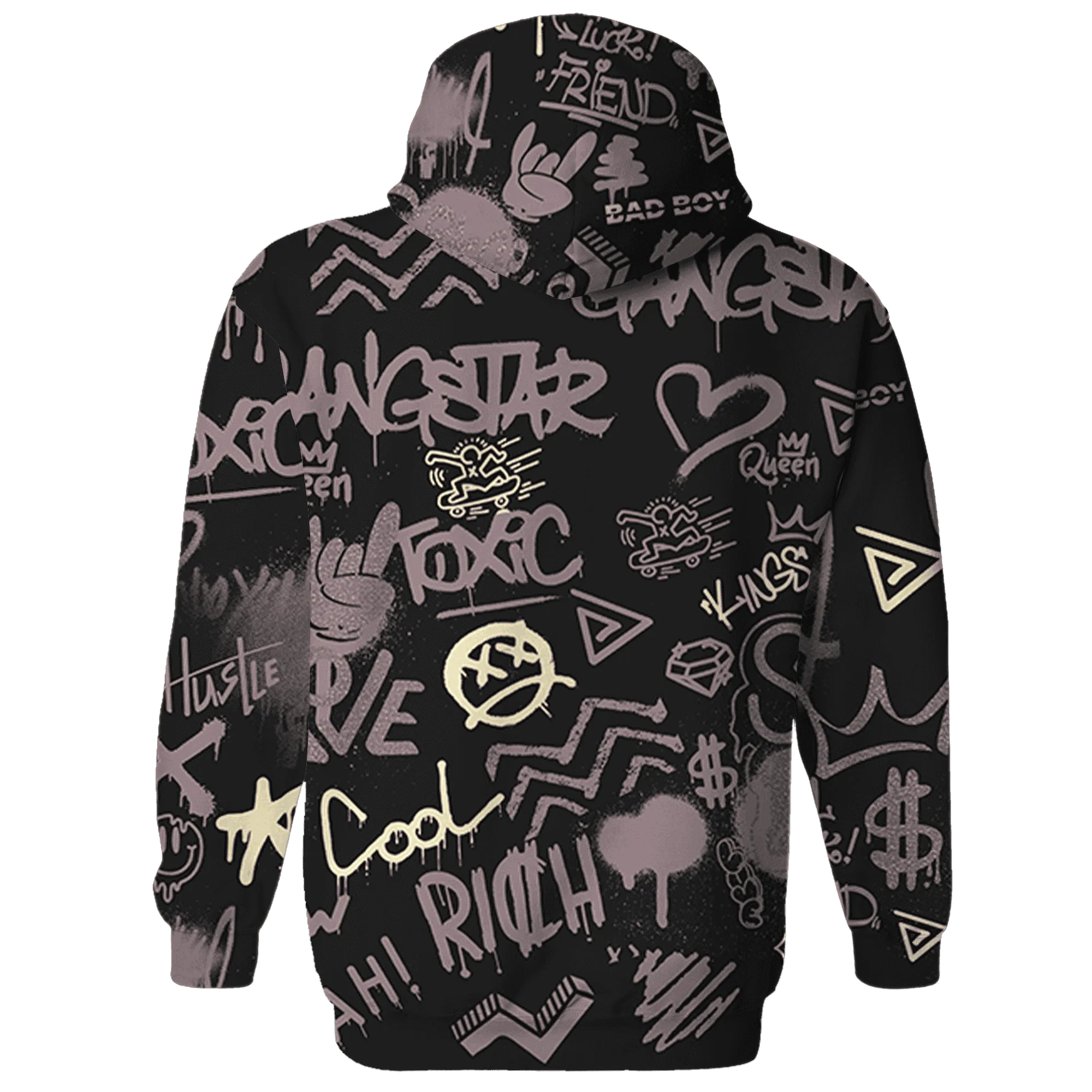 Black-Violet-Ore-3s-Hoodie-Match-Graffiti-King-3D-Doodle-Style