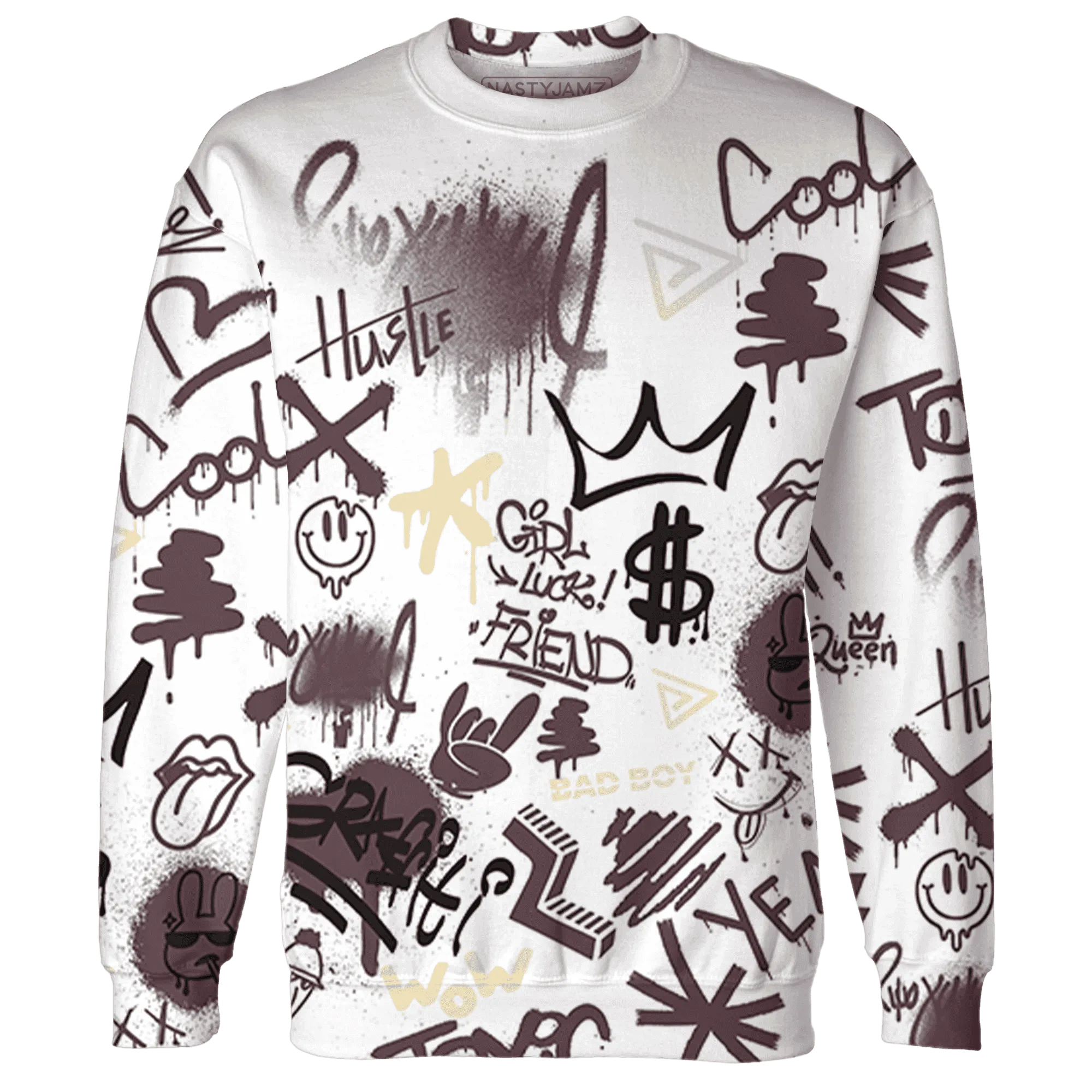 Burgundy-Crush-3s-Sweatshirt-Match-Graffiti-King-3D-Doodle-Style