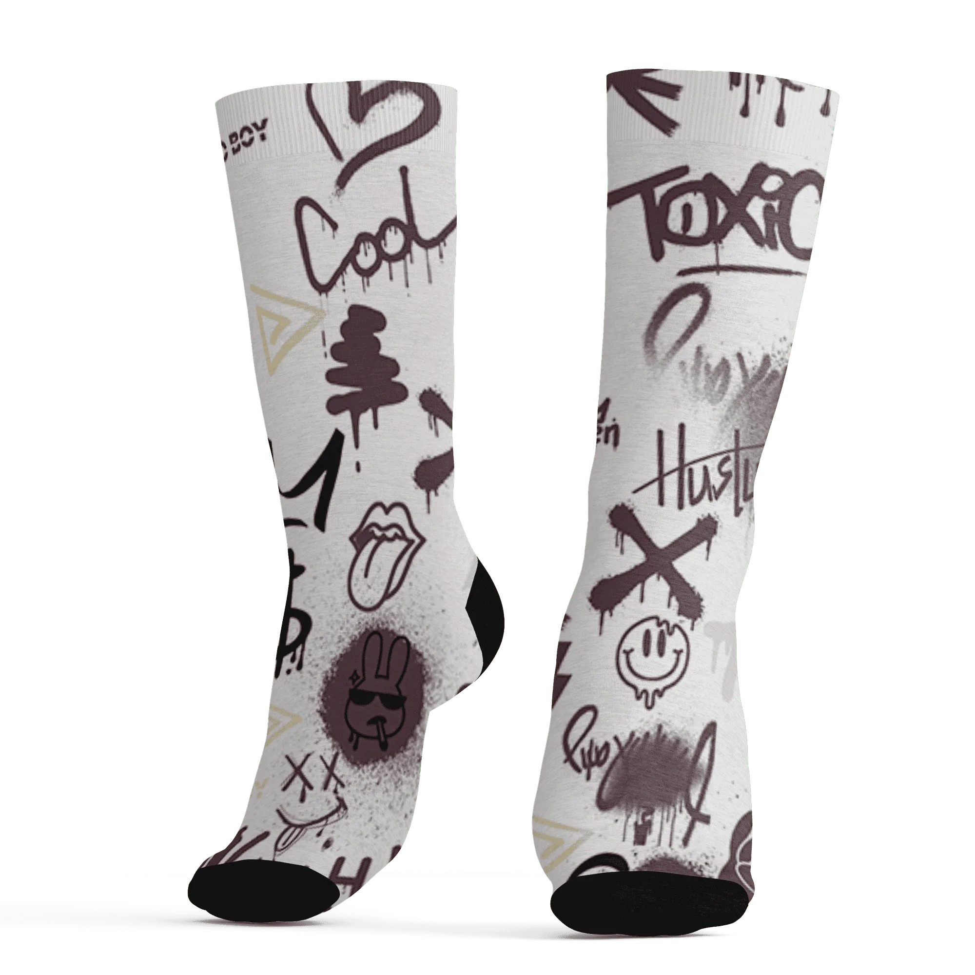 Burgundy-Crush-3s-Socks-Match-Graffiti-King-3D-Doodle-Style