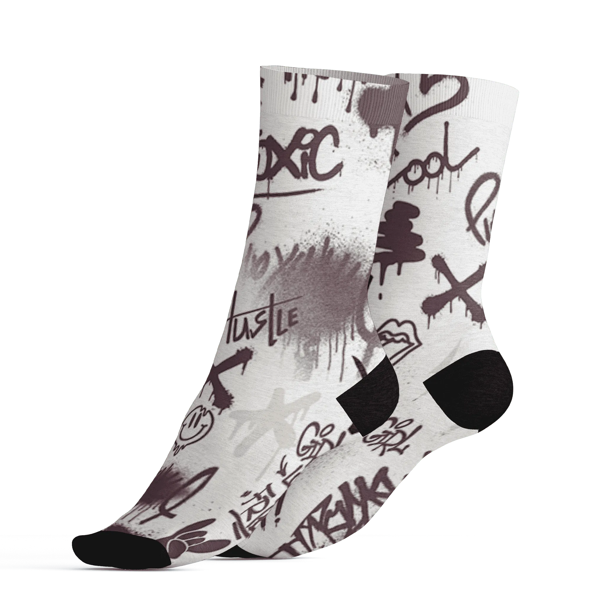 Burgundy-Crush-3s-Socks-Match-Graffiti-King-3D-Doodle-Style