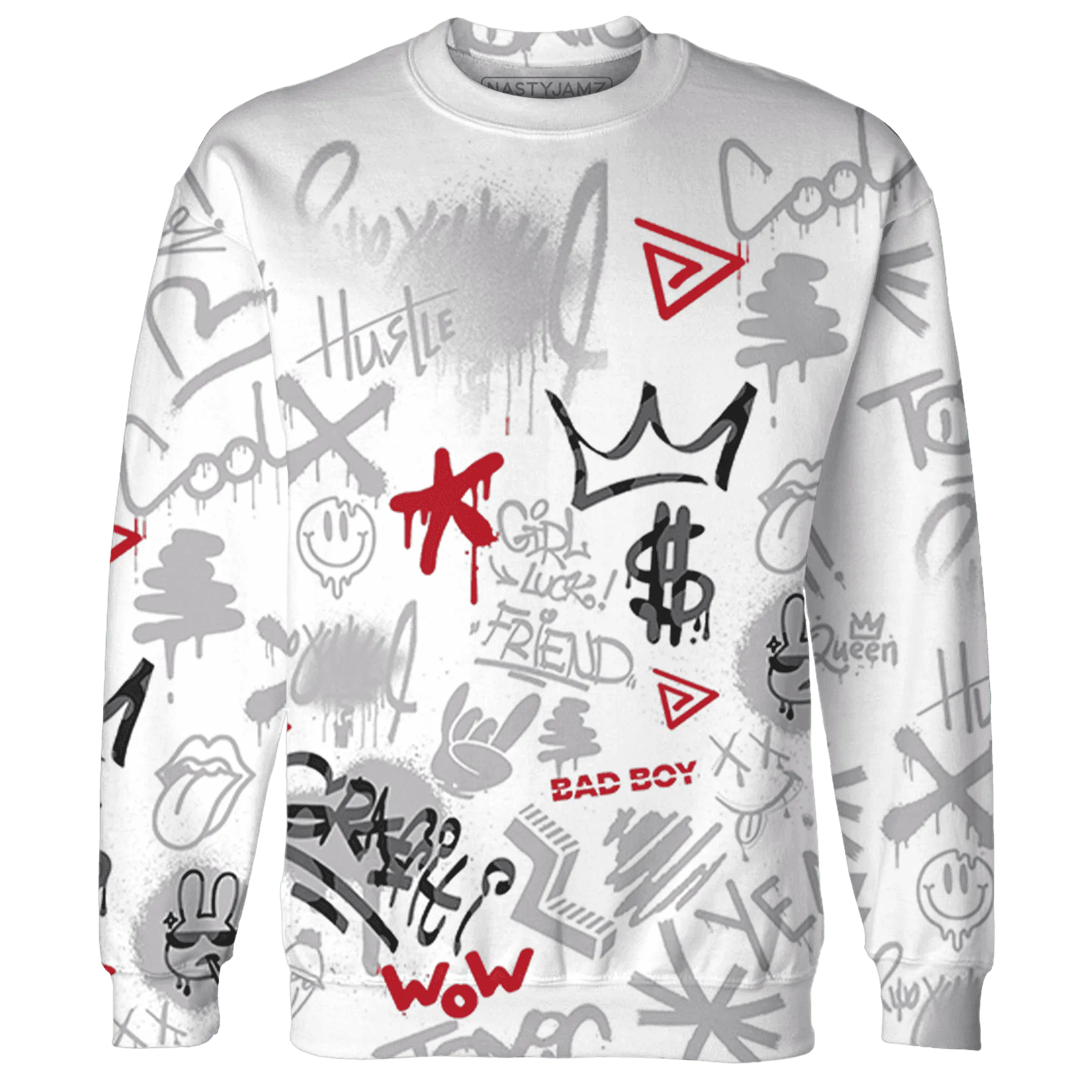 Cement-Grey-3s-Sweatshirt-Match-Graffiti-King-3D-Doodle-Style