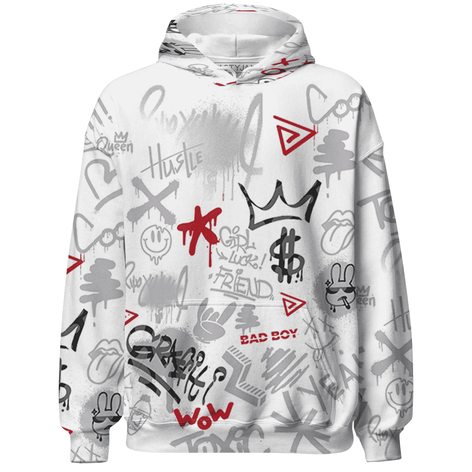 Cement-Grey-3s-Hoodie-Match-Graffiti-King-3D-Doodle-Style
