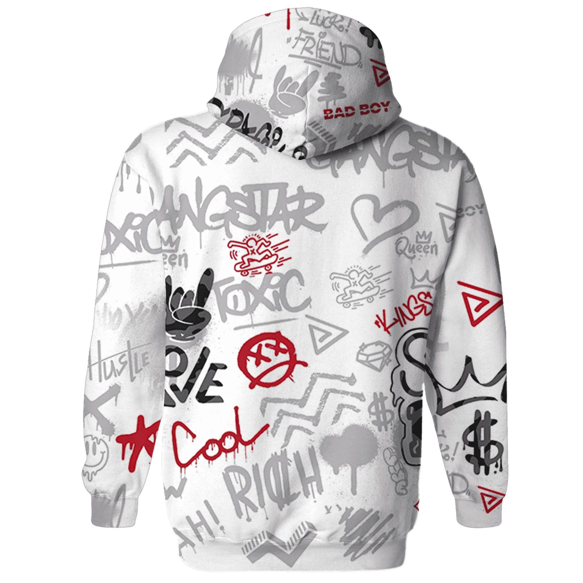 Cement-Grey-3s-Hoodie-Match-Graffiti-King-3D-Doodle-Style