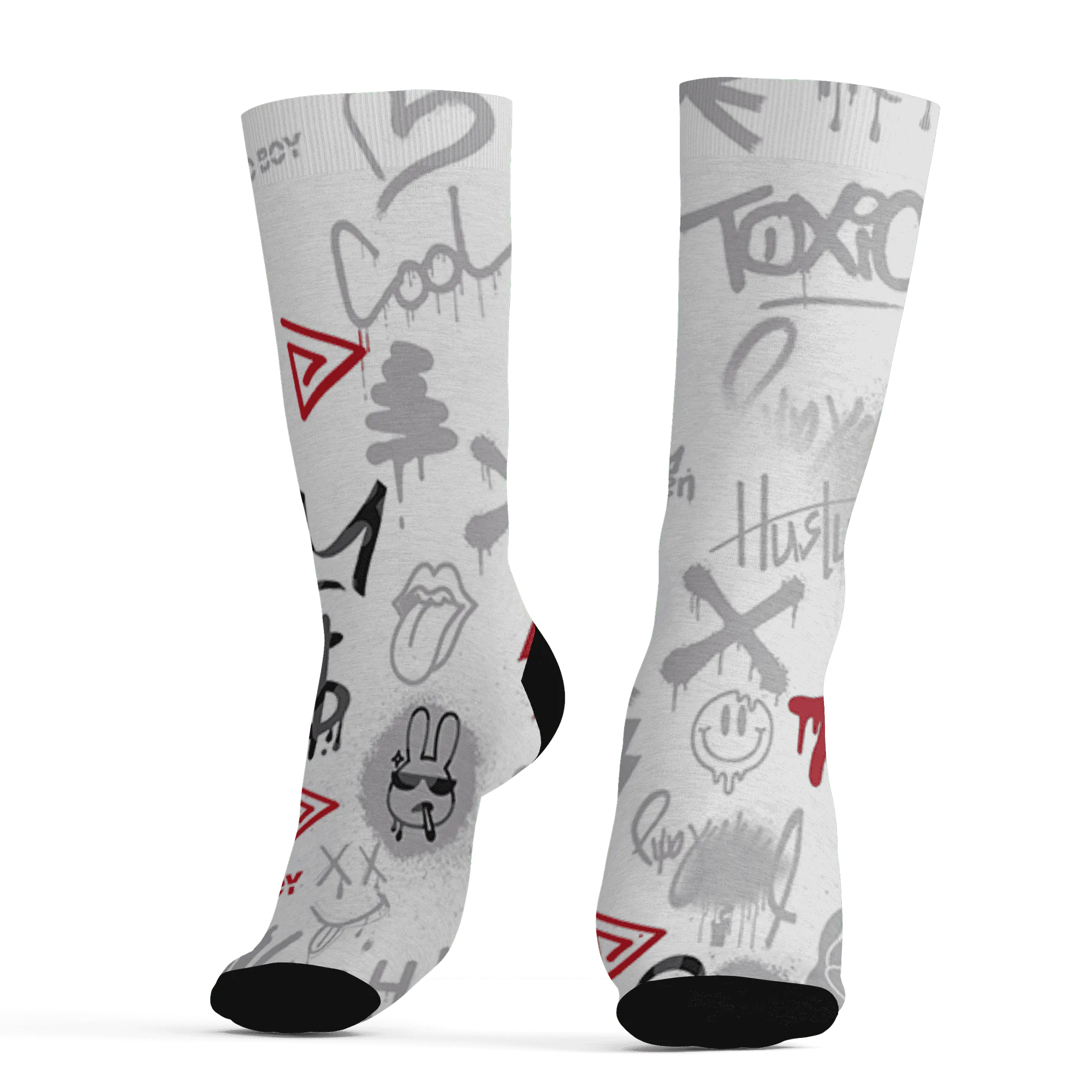 Cement-Grey-3s-Socks-Match-Graffiti-King-3D-Doodle-Style