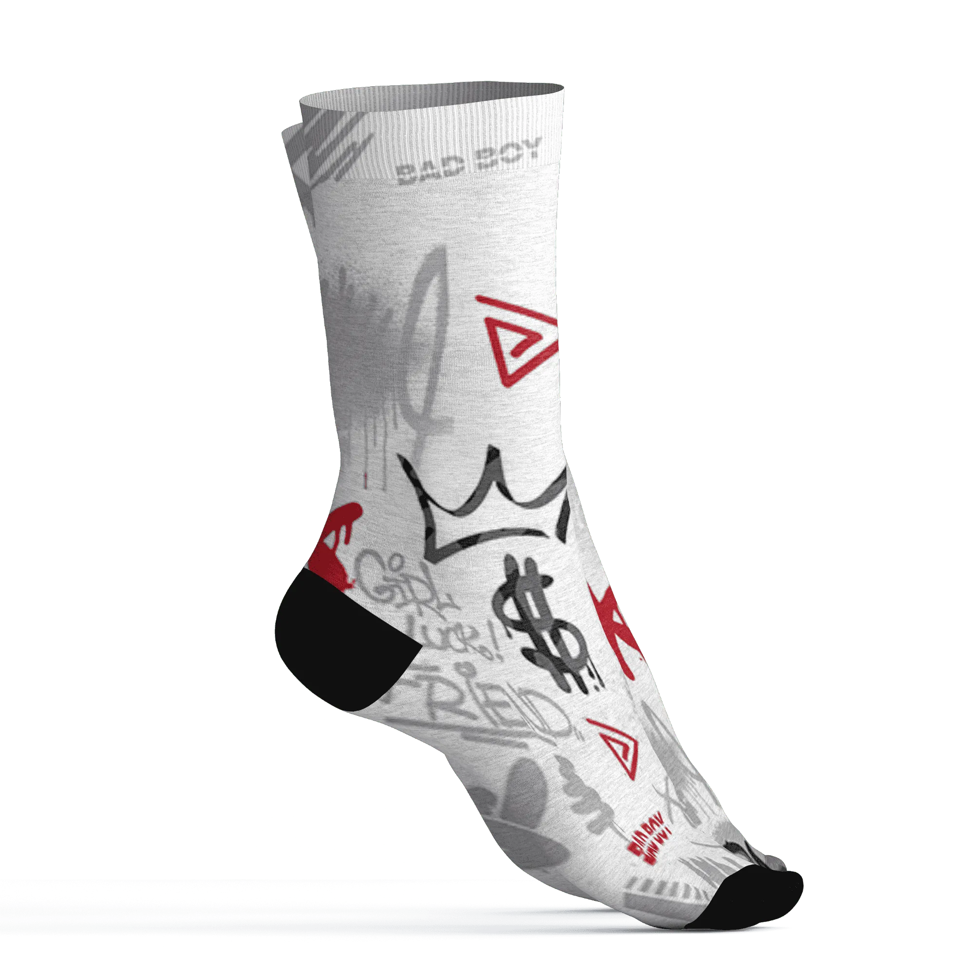Cement-Grey-3s-Socks-Match-Graffiti-King-3D-Doodle-Style