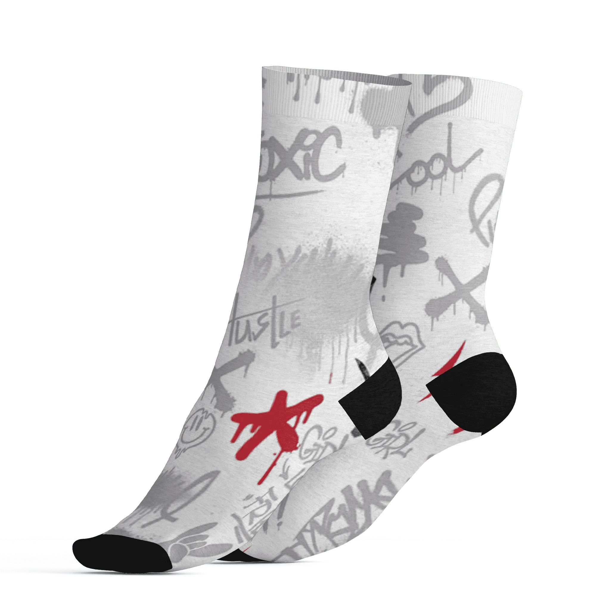 Cement-Grey-3s-Socks-Match-Graffiti-King-3D-Doodle-Style