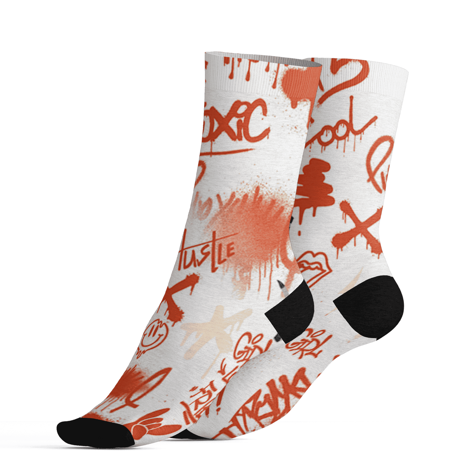 Georgia Peach 3s Socks Match Graffiti King 3D All-Over Print Doodle Style - NastyJamz
